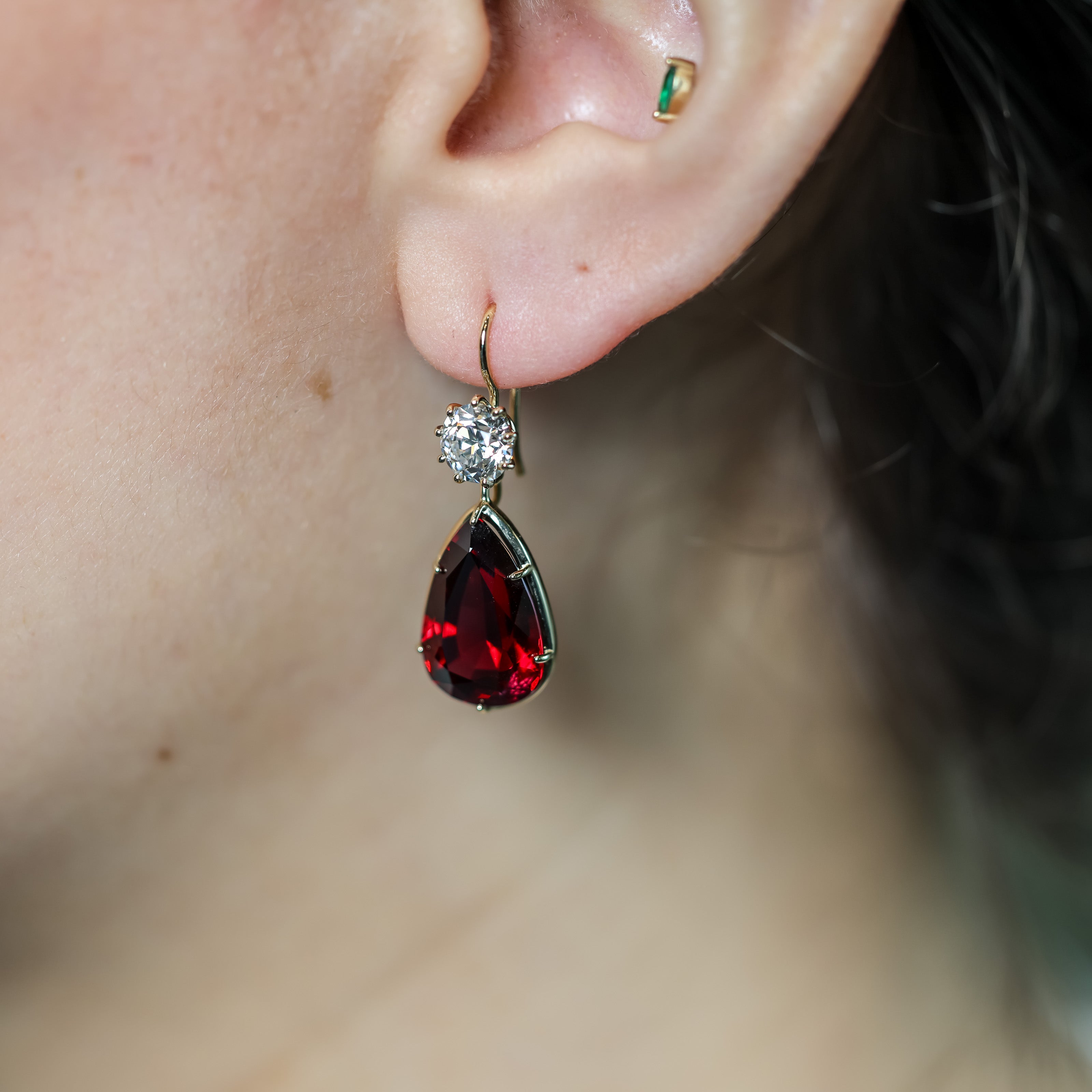 Garnet Pear Shape Preeti Earring Enhancer Drops