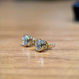 M & Co. Bezel Round Diamond Stud Earrings