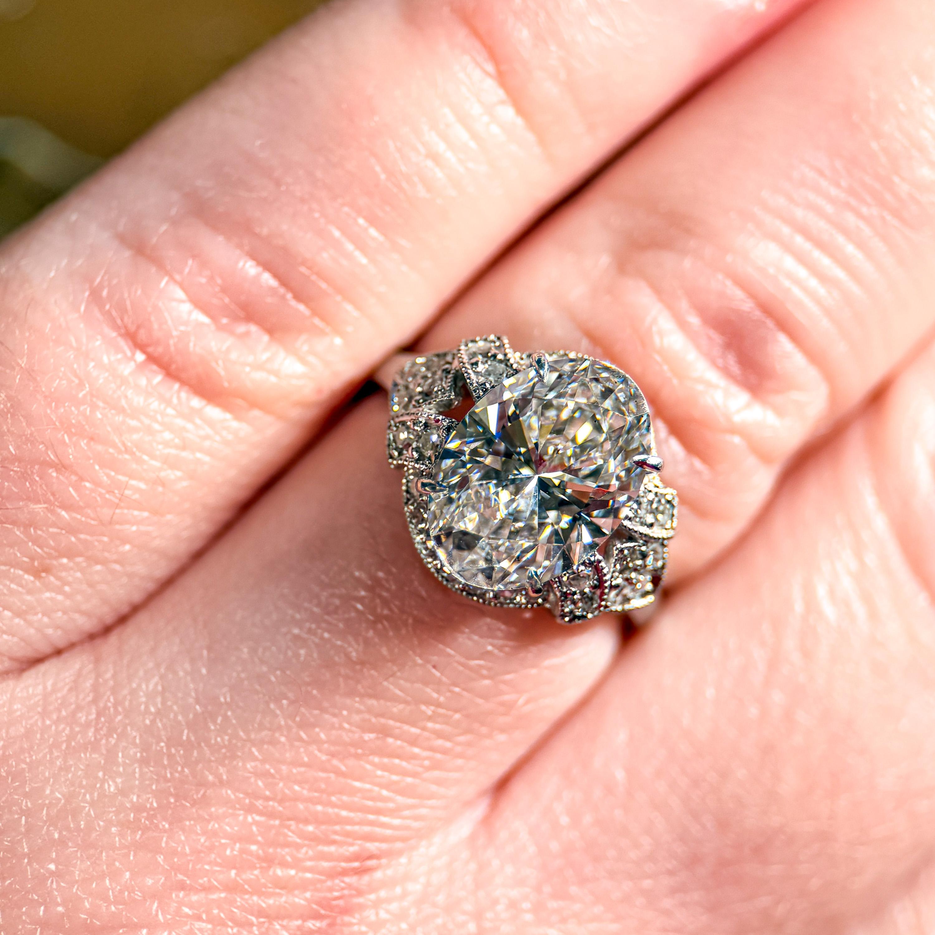 Art Deco 4.18ct Lab Diamond Platinum Engagement Ring