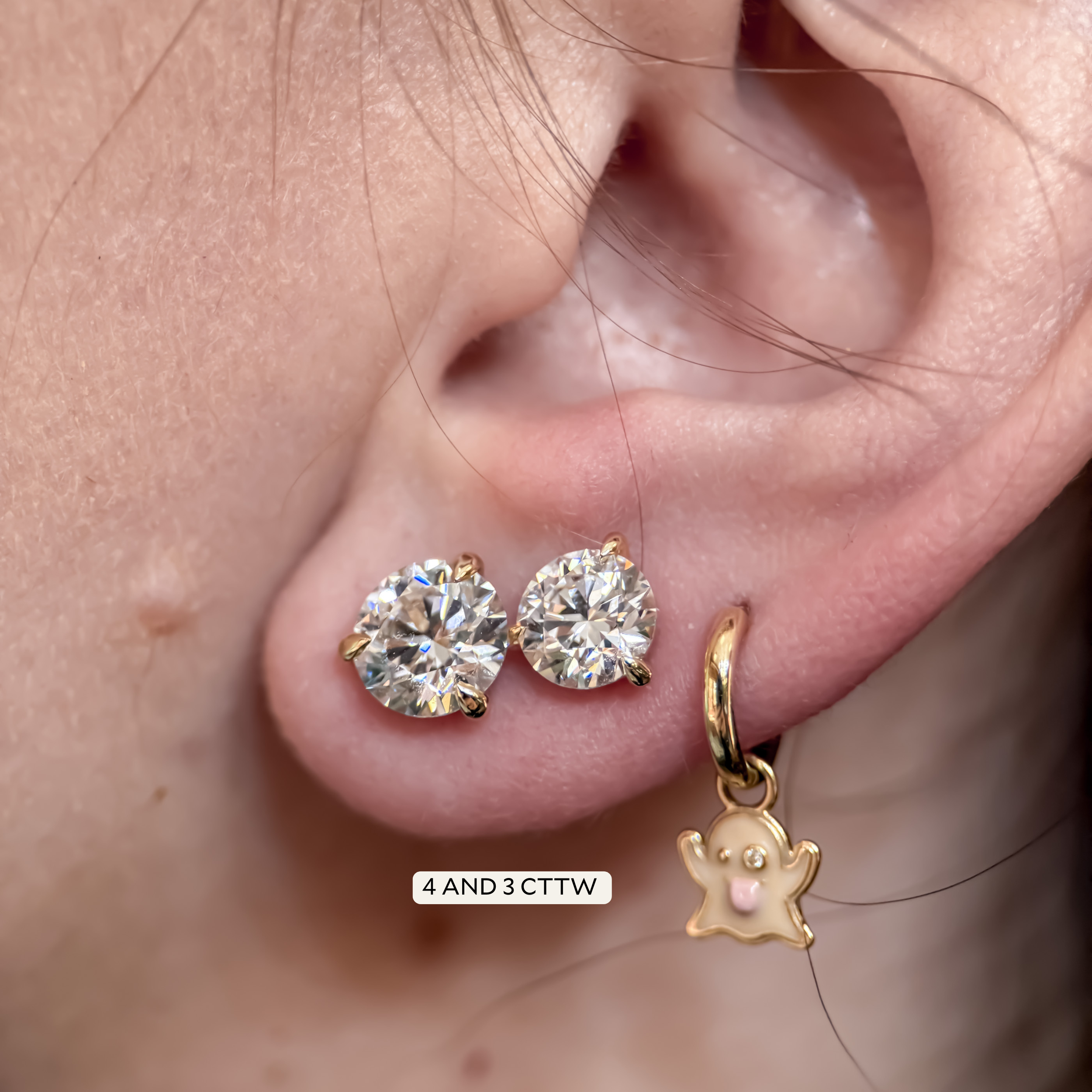 M & Co. 3-Prong Martini Setting Diamond Stud Earrings