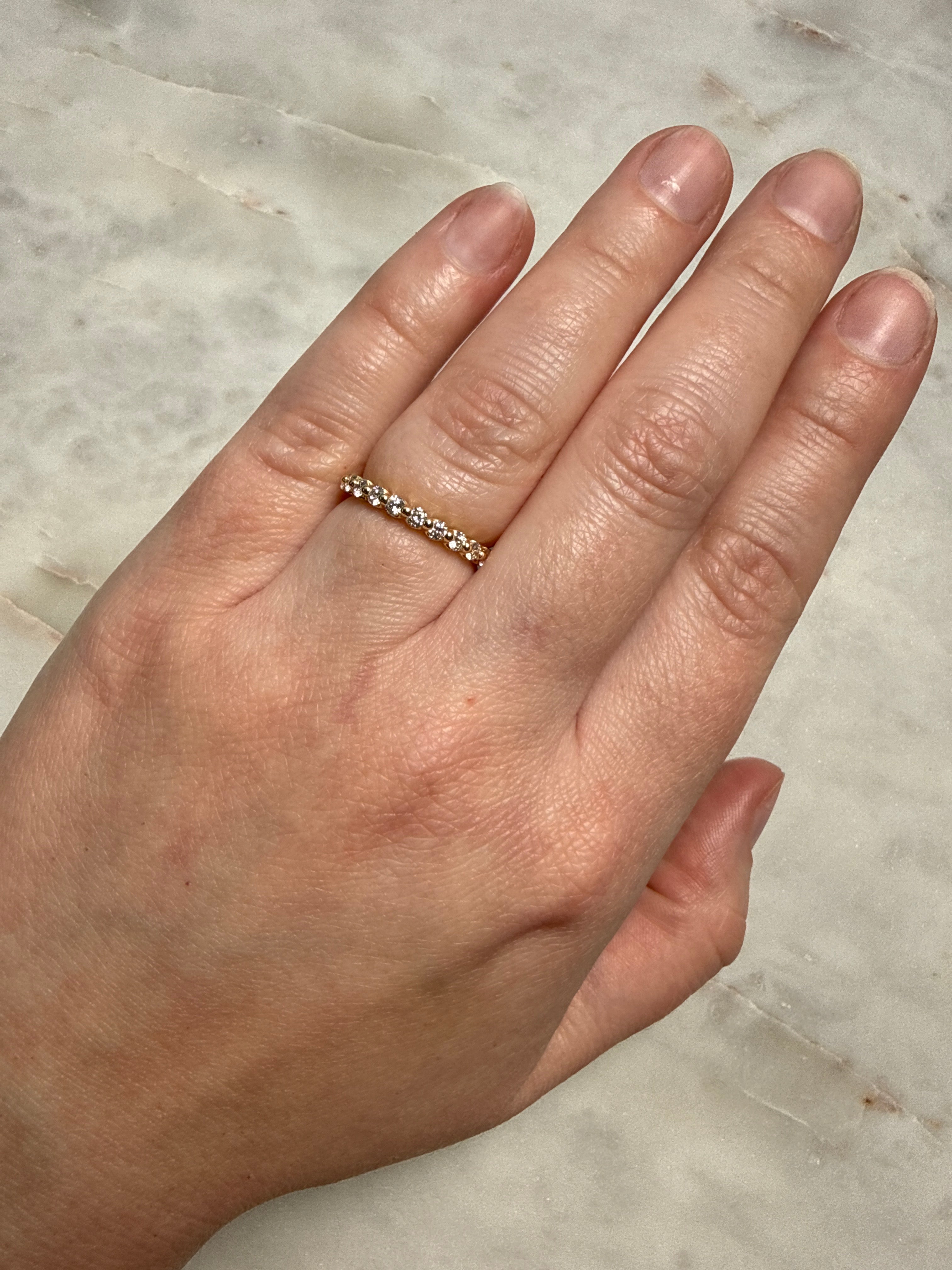 M & Co. Yellow Gold Shared Prong Lab Diamond Half Eternity Band
