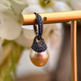 Contemporary 18k Cultured Pearl and Sapphire Earrings