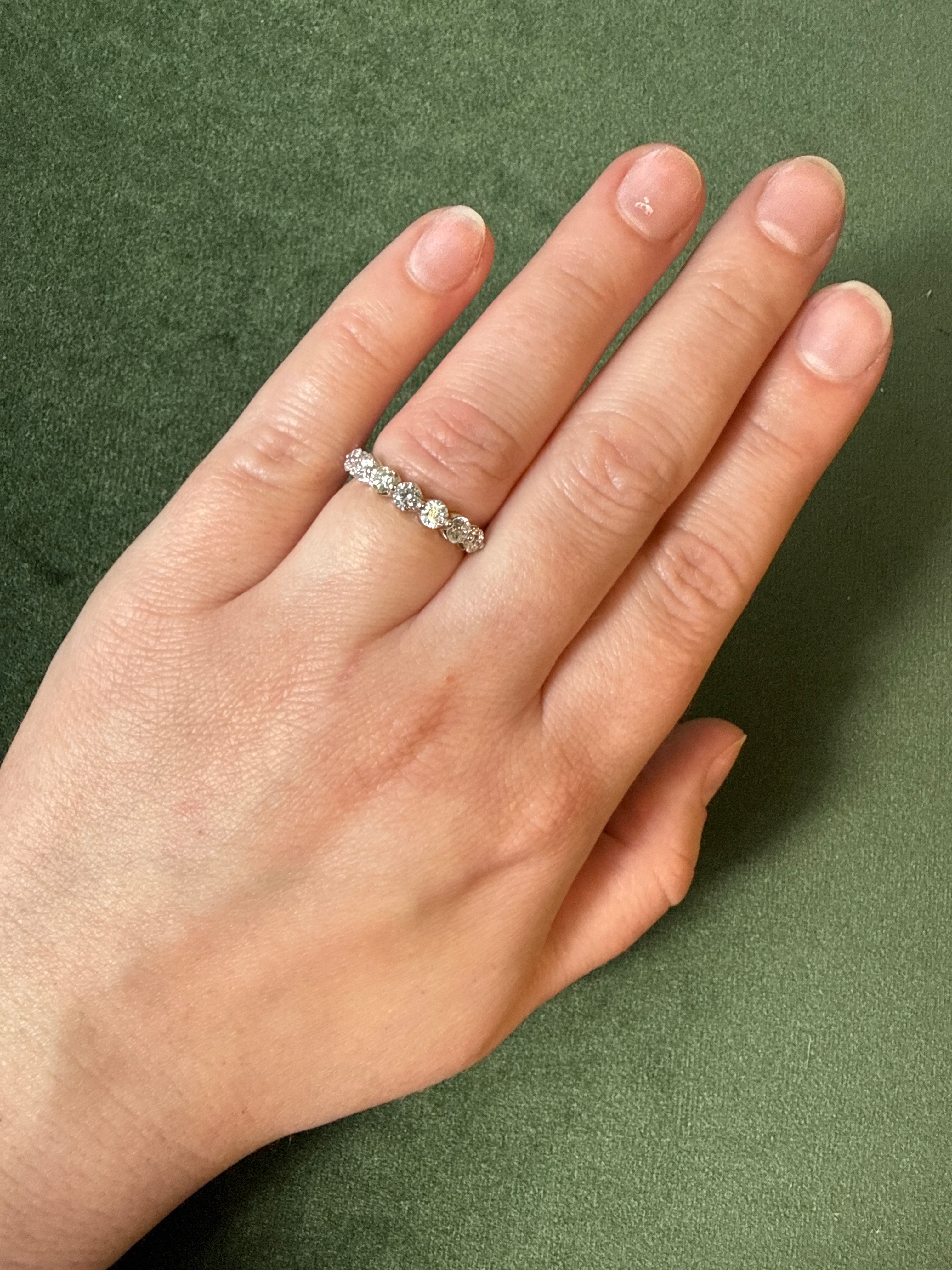 M & Co. White Gold Shared Prong Lab Diamond Half Eternity Band