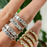 M & Co. Asscher Cut Bezel Half Eternity Band Ring