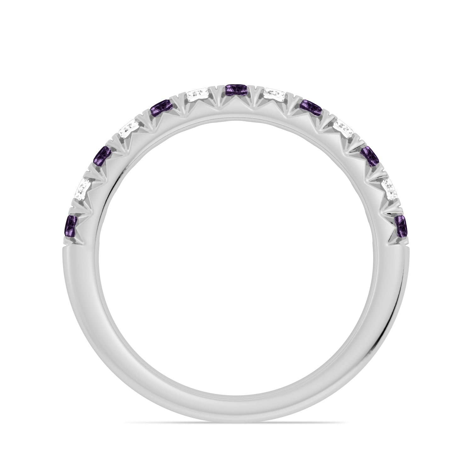 Alternating Amethyst & Diamond Band Ring