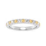 Alternating Citrine & Diamond Half-Eternity Band Ring