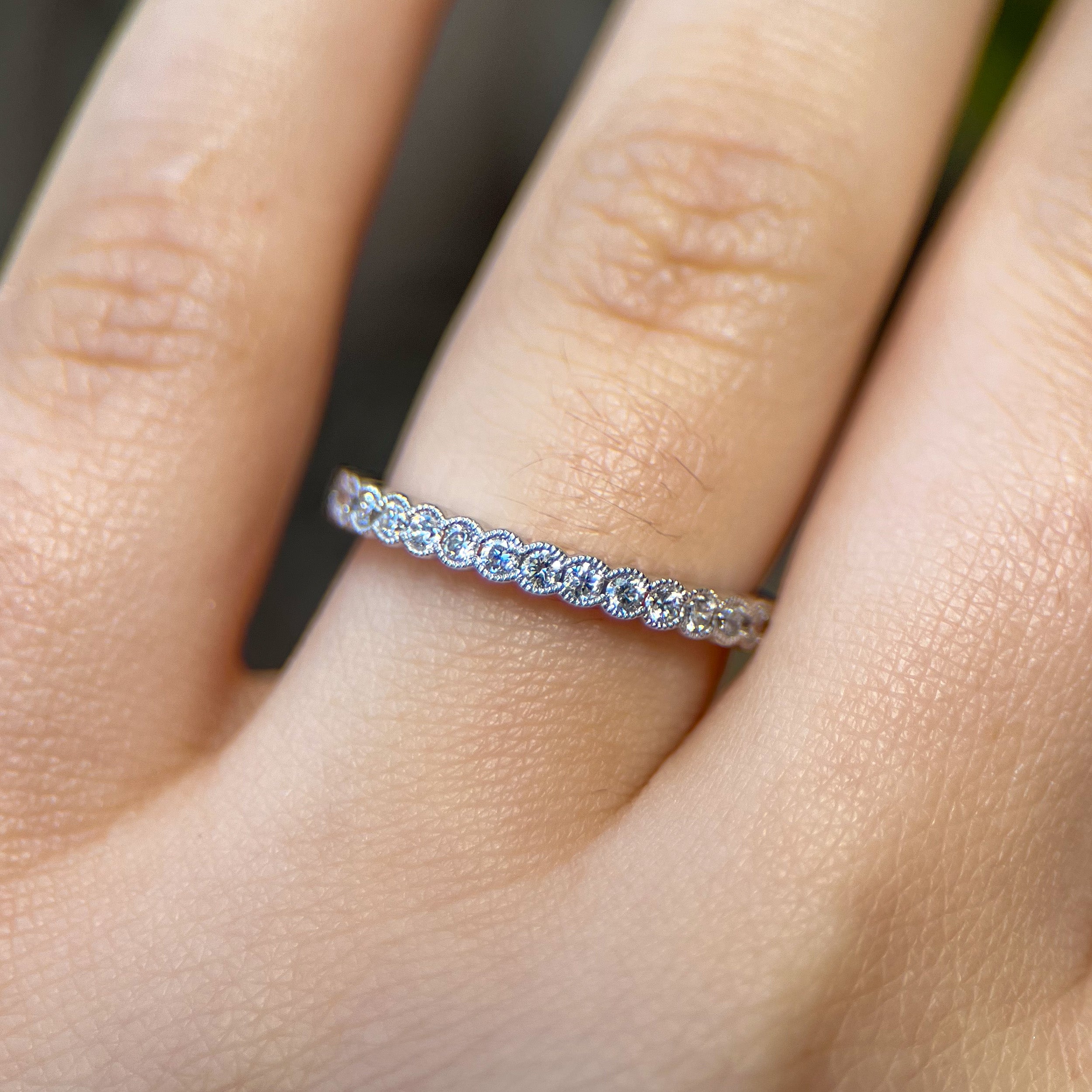 Lab Grown Diamond Milgrain Bezel Half Eternity Band