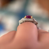 Platinum Oval Sri-Lankan Ruby (Heat GIA 3.51ct) & Diamond (1.5cttw) Ring Sz 4.25