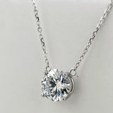 14K Gold 1.2-1.35ct Round Bezel or Prong Lab Grown Diamond Pendant Necklaces