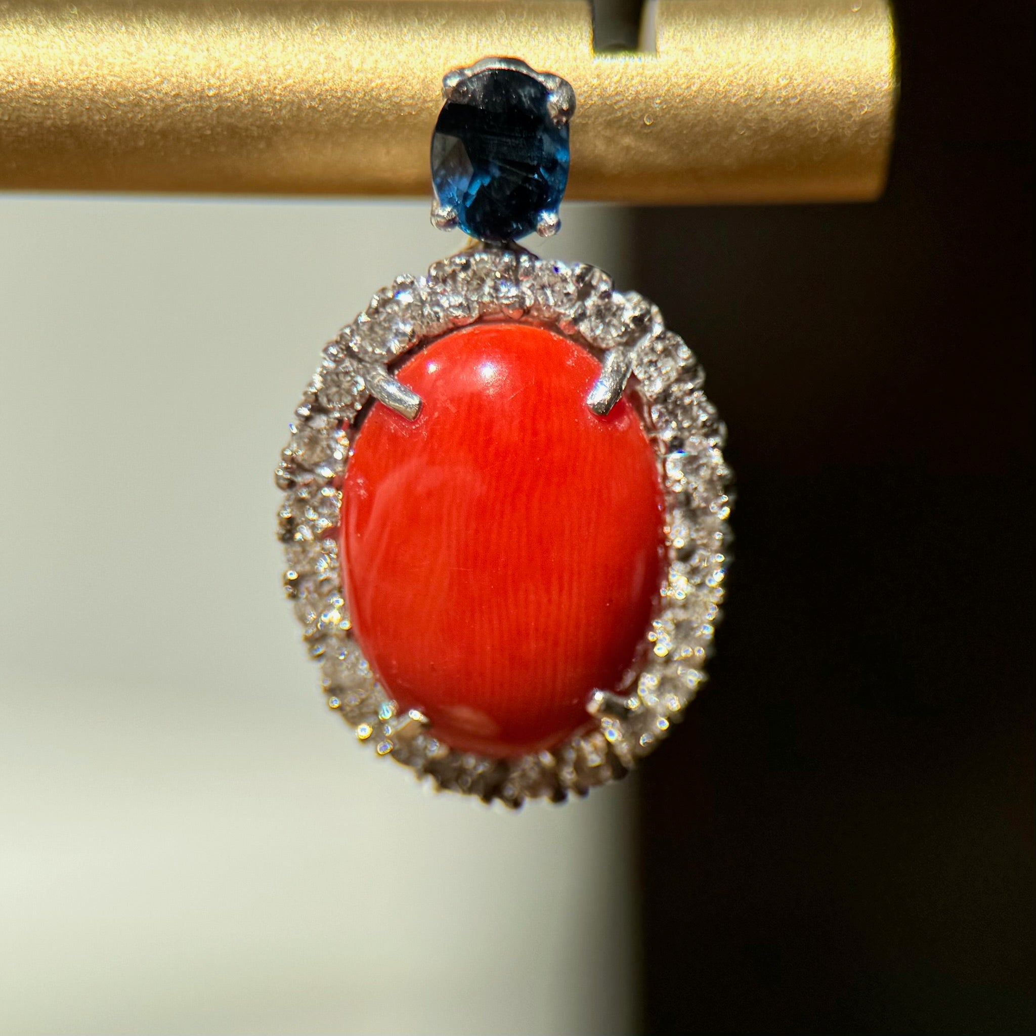 Vintage Coral Sapphire & Diamond Earrings