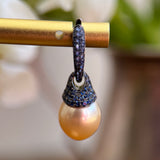 Contemporary 18k Cultured Pearl and Sapphire Earrings