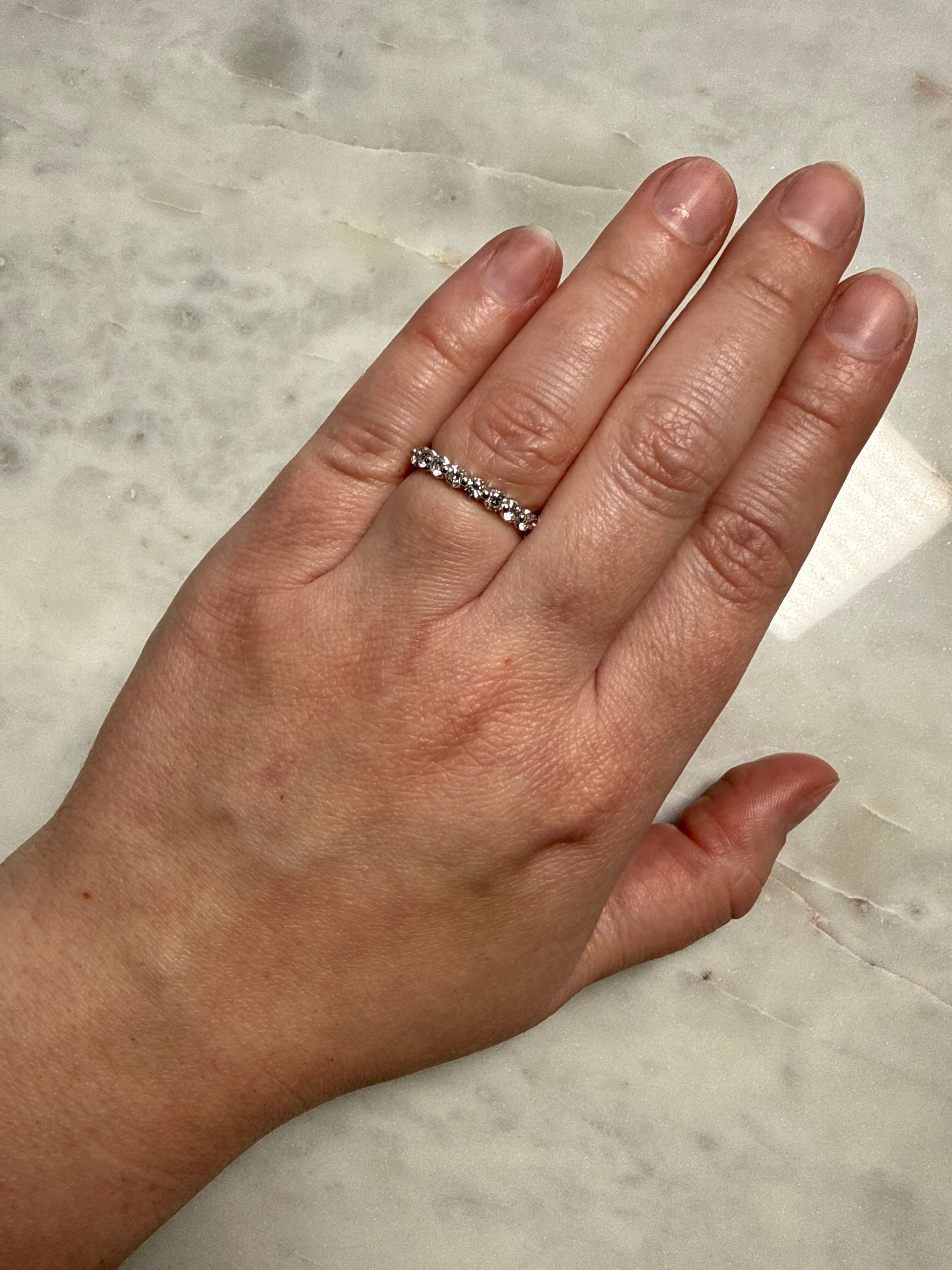 M & Co. White Gold Shared Prong Lab Diamond Full Eternity Band