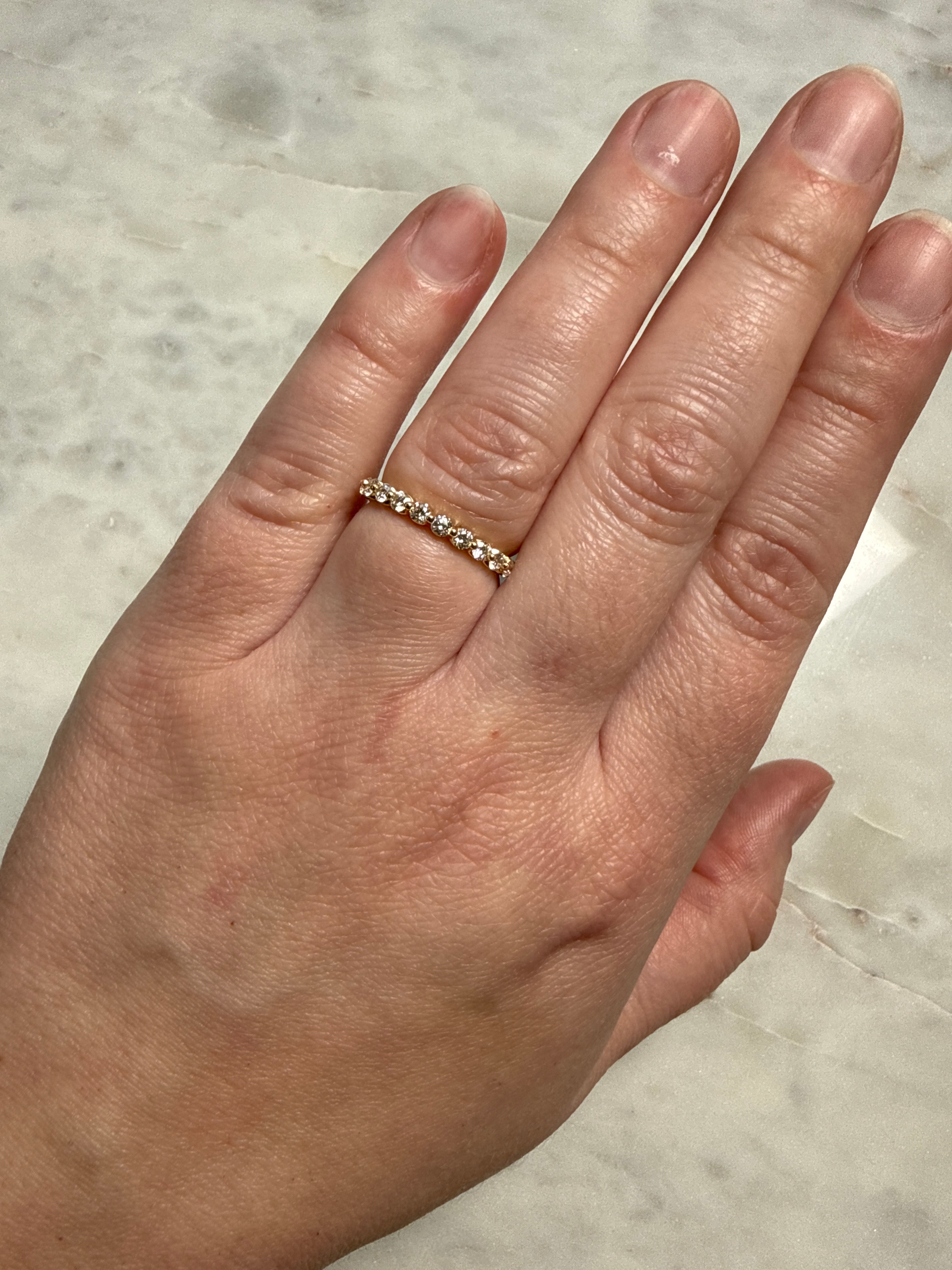 M & Co. Yellow Gold Shared Prong Lab Diamond Full Eternity Band