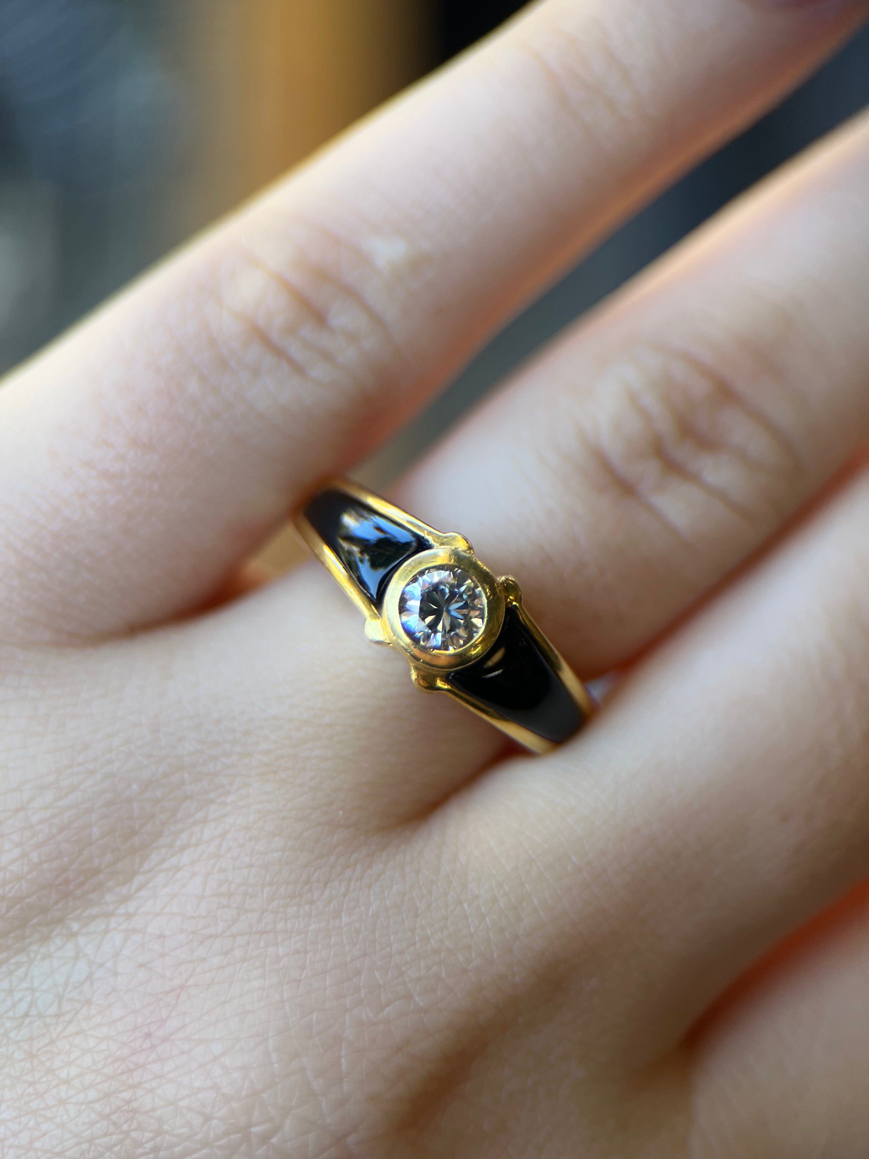 Fred Paris Diamond & Onyx Ring