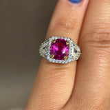 Platinum Oval Sri-Lankan Ruby (Heat GIA 3.51ct) & Diamond (1.5cttw) Ring Sz 4.25