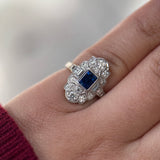 Platinum Art Deco Sapphire (GIA 5222507075 1.1ct (NH) CMBDA) & Diamond (1.35cttw) Ring Sz 6.5