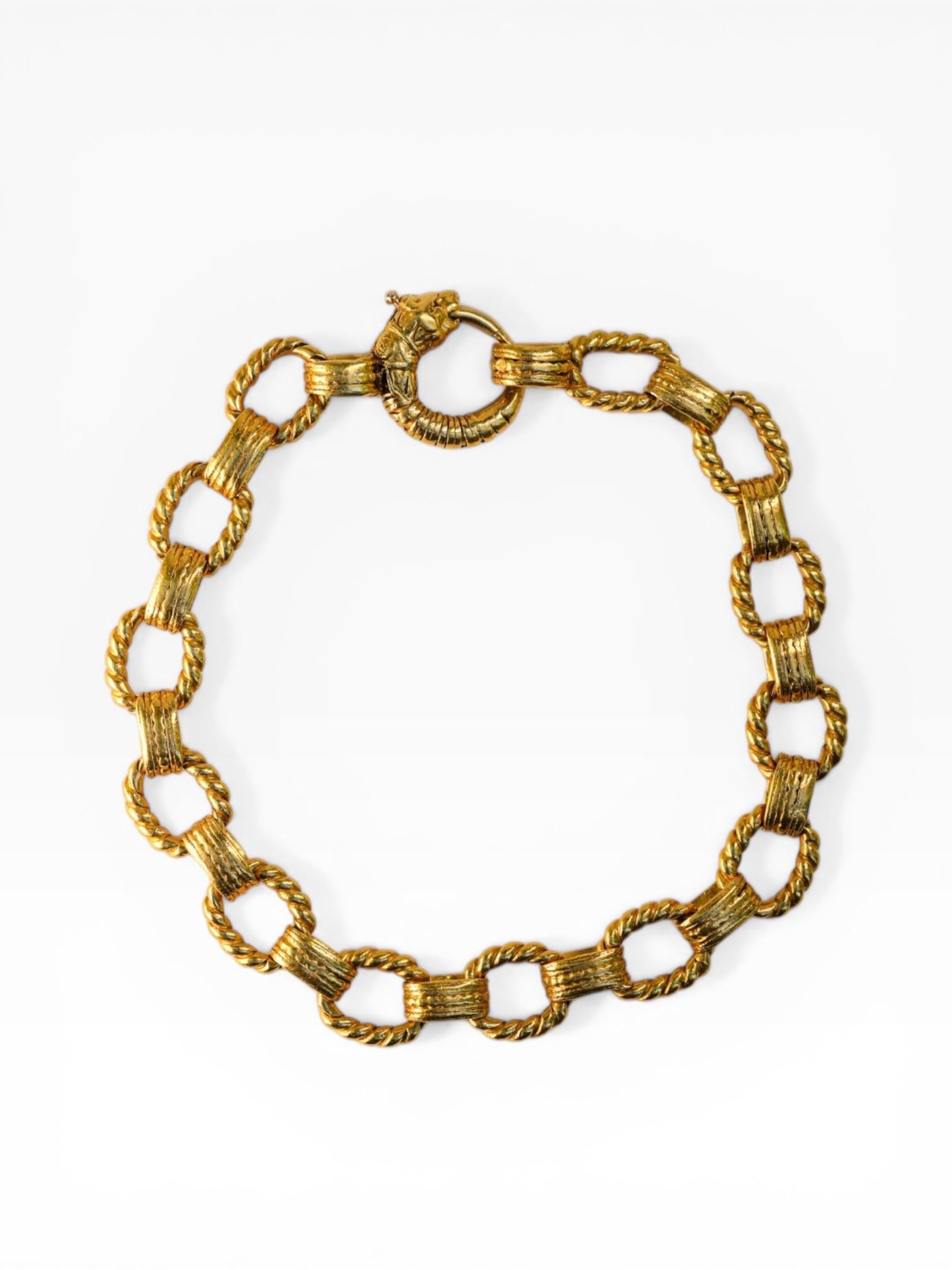 French Import 22K Victorian Etruscan Revival Rolo Link Bracelet