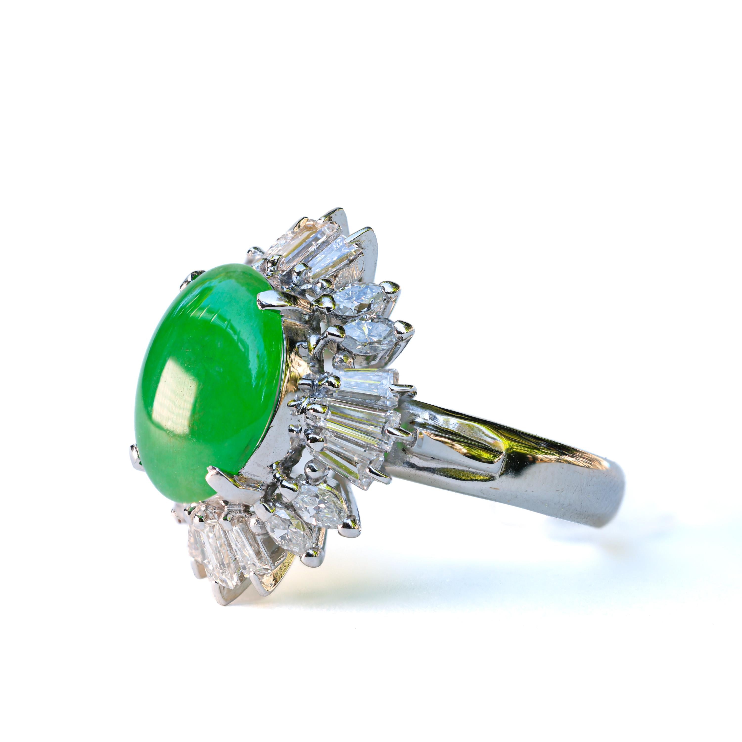 Vintage Jade & Diamond Ballerina Platinum Ring