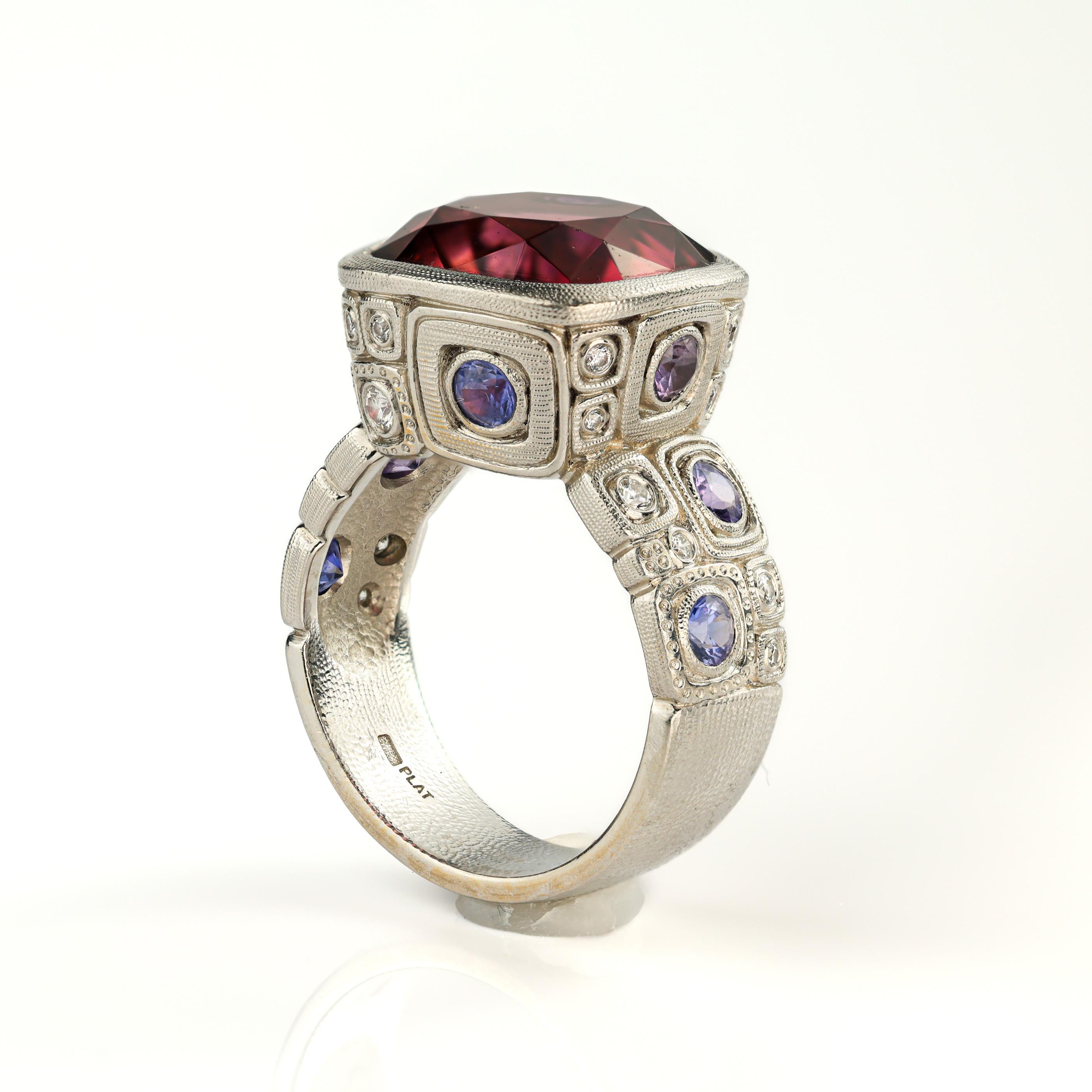 Alex Sepkus 'Windows' Platinum Bi-Color Tourmaline, Sapphire and Diamond Ring
