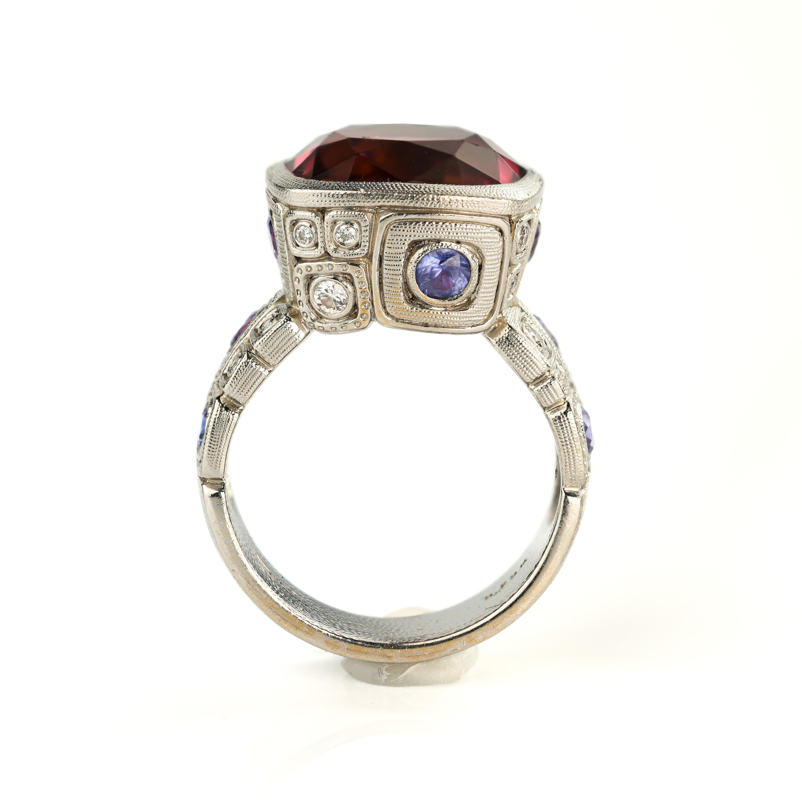 Alex Sepkus 'Windows' Platinum Bi-Color Tourmaline, Sapphire and Diamond Ring