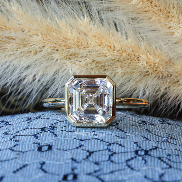 3ct Asscher Cut Lab Diamond Bezel Ring