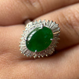 Platinum Jade & Diamond Ballerina Ring