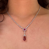 Charles Krypell Rubellite Tourmaline and Diamond Necklace