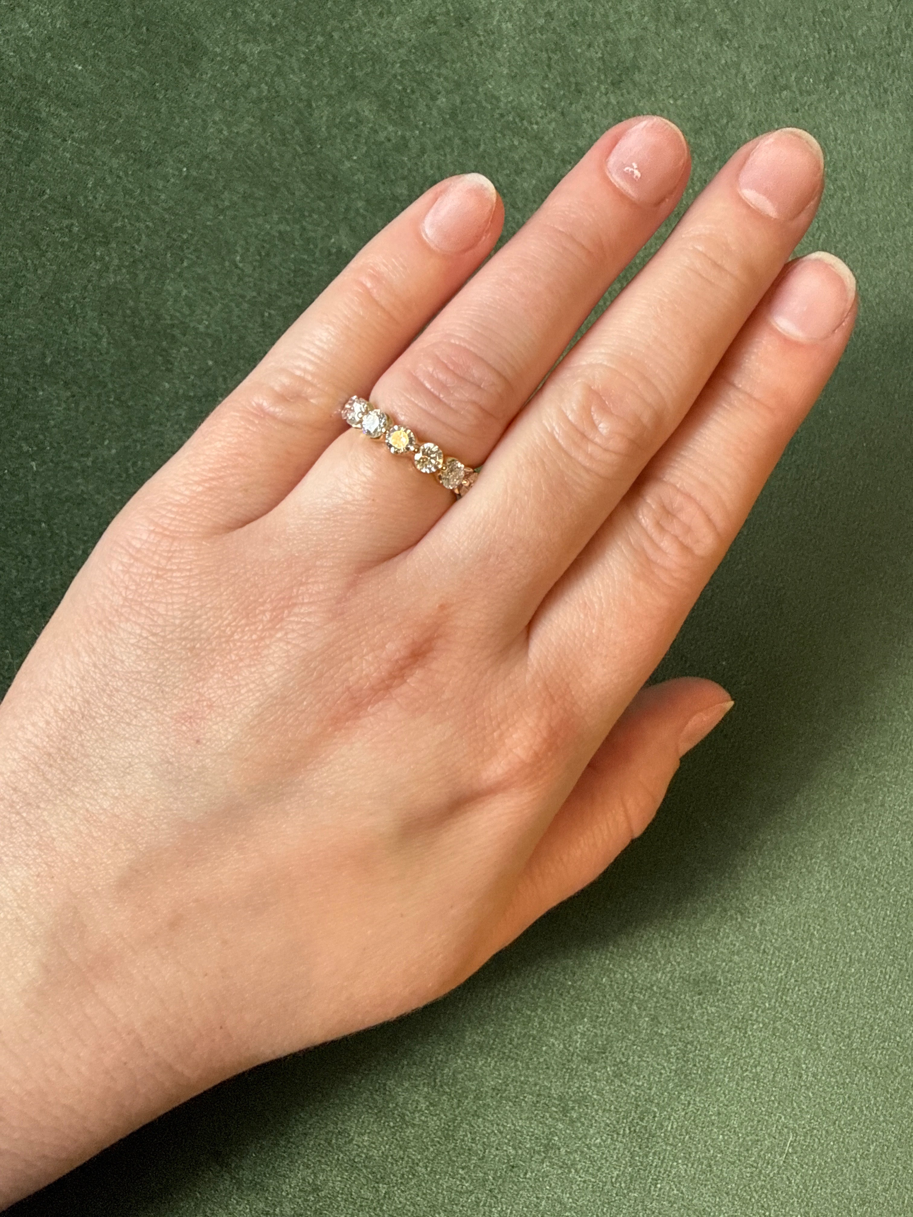 M & Co. Yellow Gold Shared Prong Lab Diamond Half Eternity Band