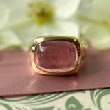 Pink Tourmaline Cabochon Yellow Gold Ring