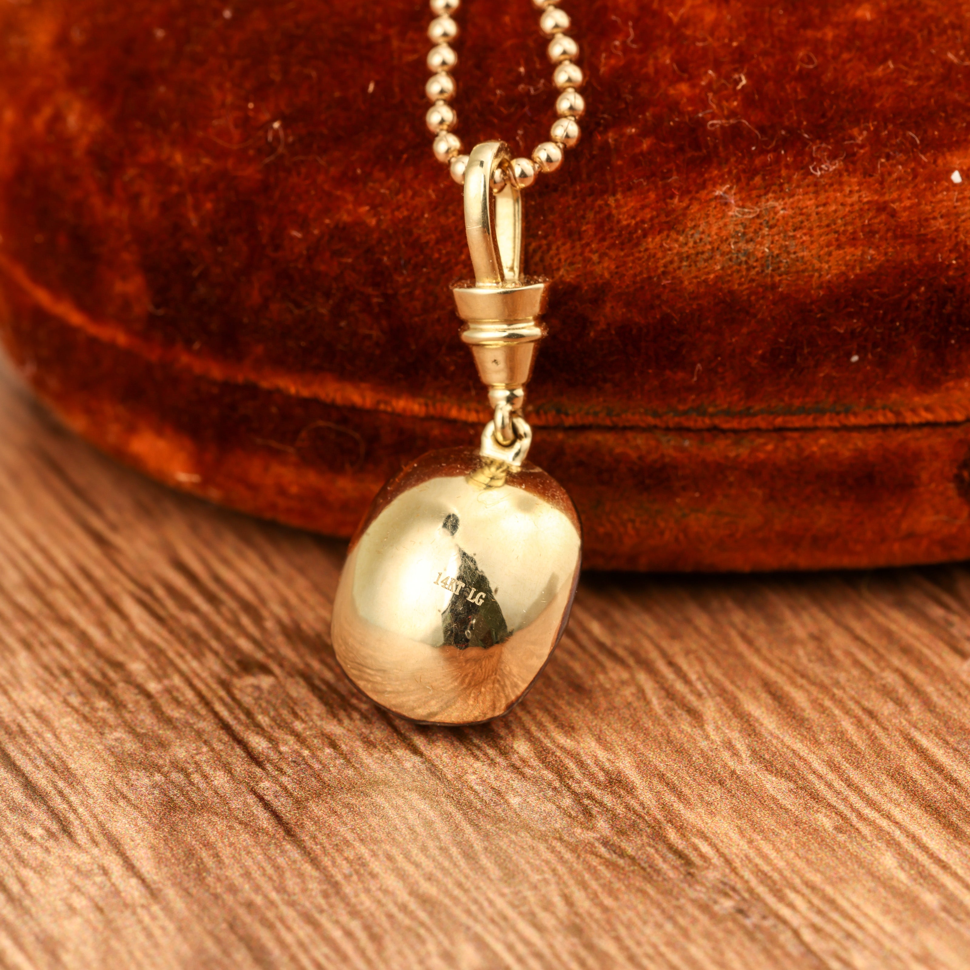 Old Mine Cut Lab Grown Diamond Button Back Collet Pendant