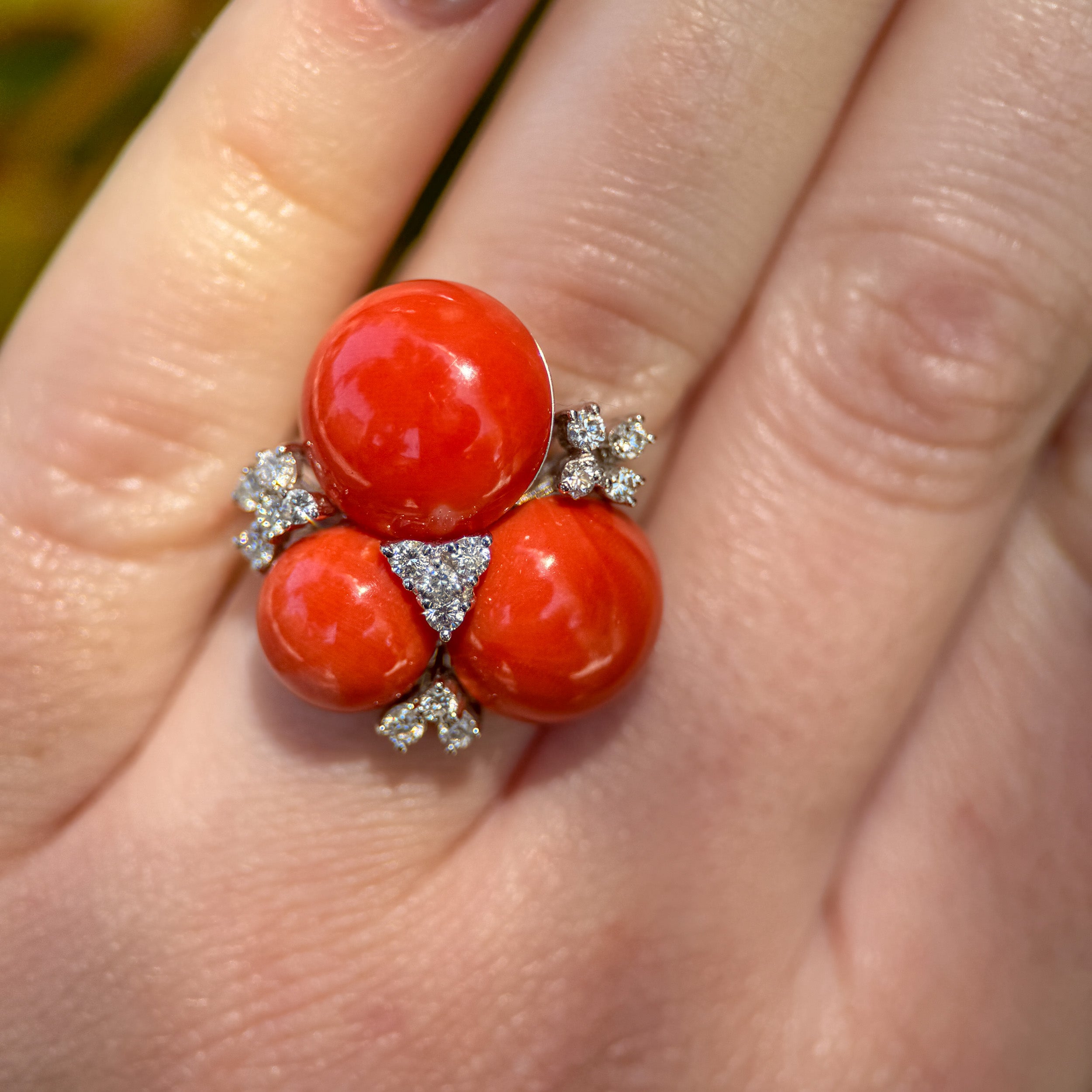 Damiani Coral and Diamond Ring