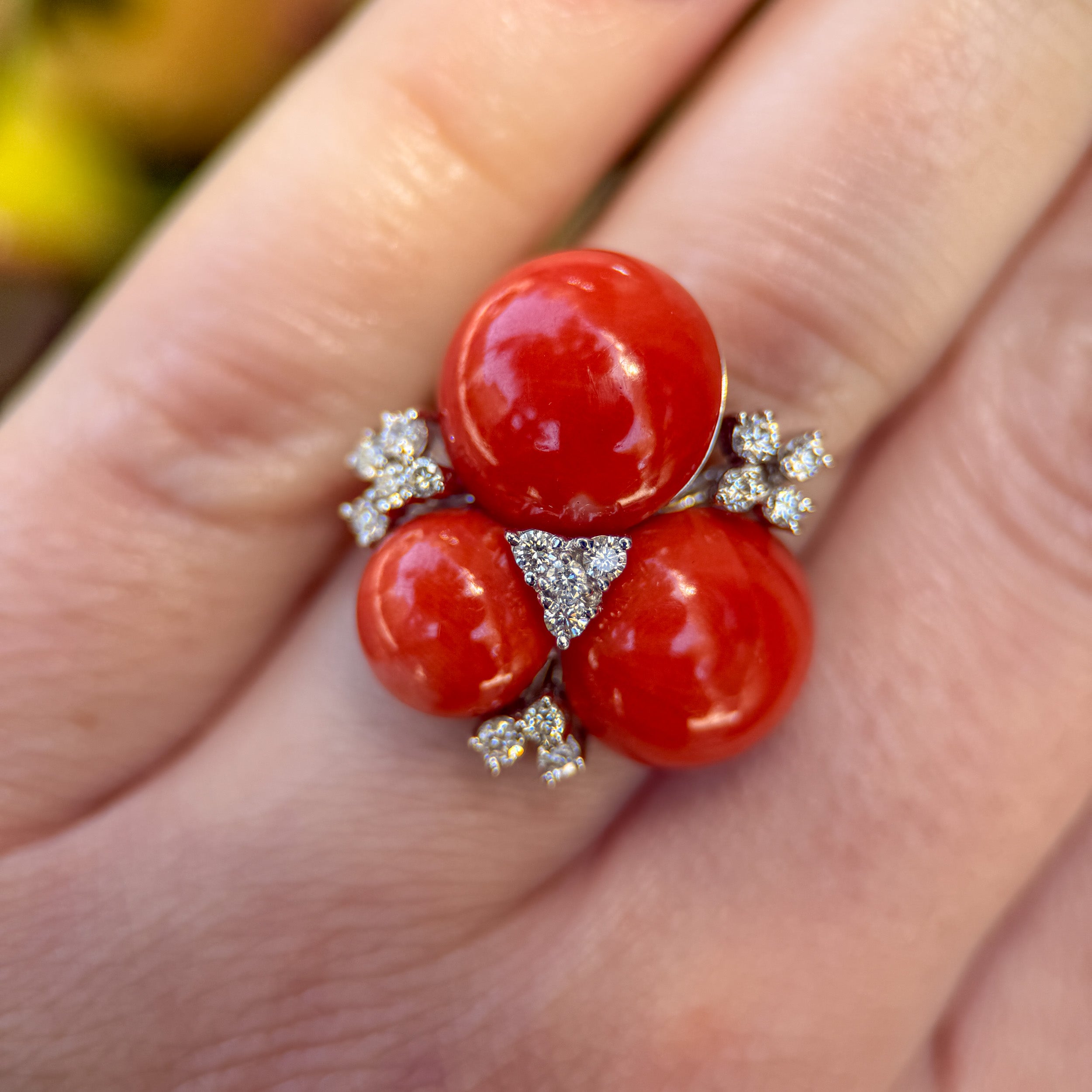 Damiani Coral and Diamond Ring