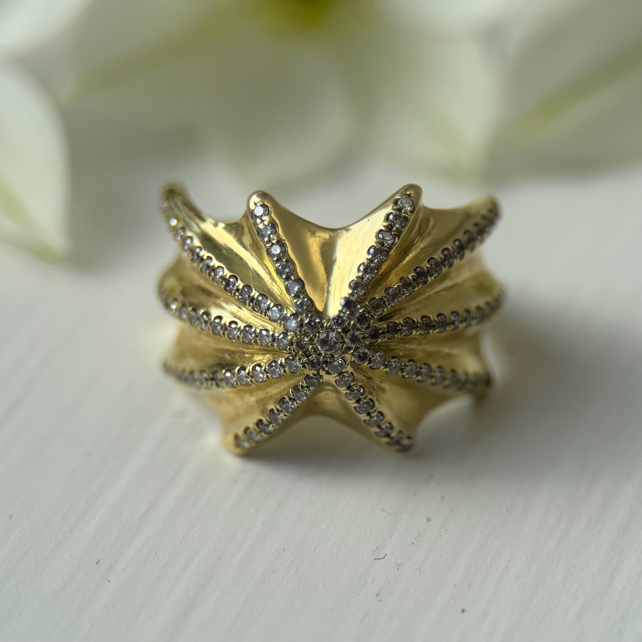 18K Modern Diamond Starburst Ring
