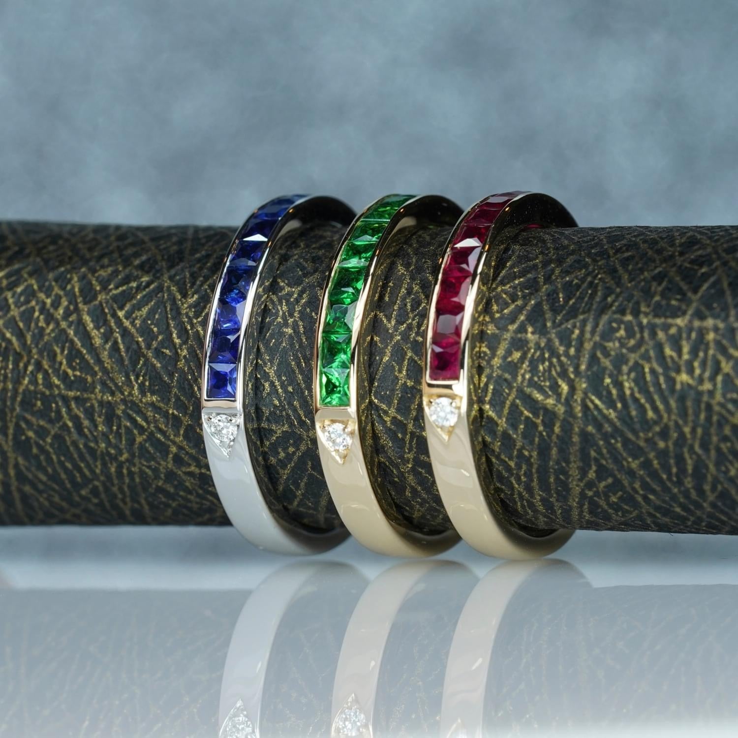 M & Co. Gemstone & Diamond Half Eternity Bands