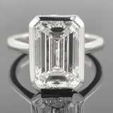 M & Co. 5.10 CT Emerald Cut Bezel Solitaire Lab Grown Diamond Ring