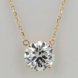 14K Gold 1.2-1.35ct Round Bezel or Prong Lab Grown Diamond Pendant Necklaces