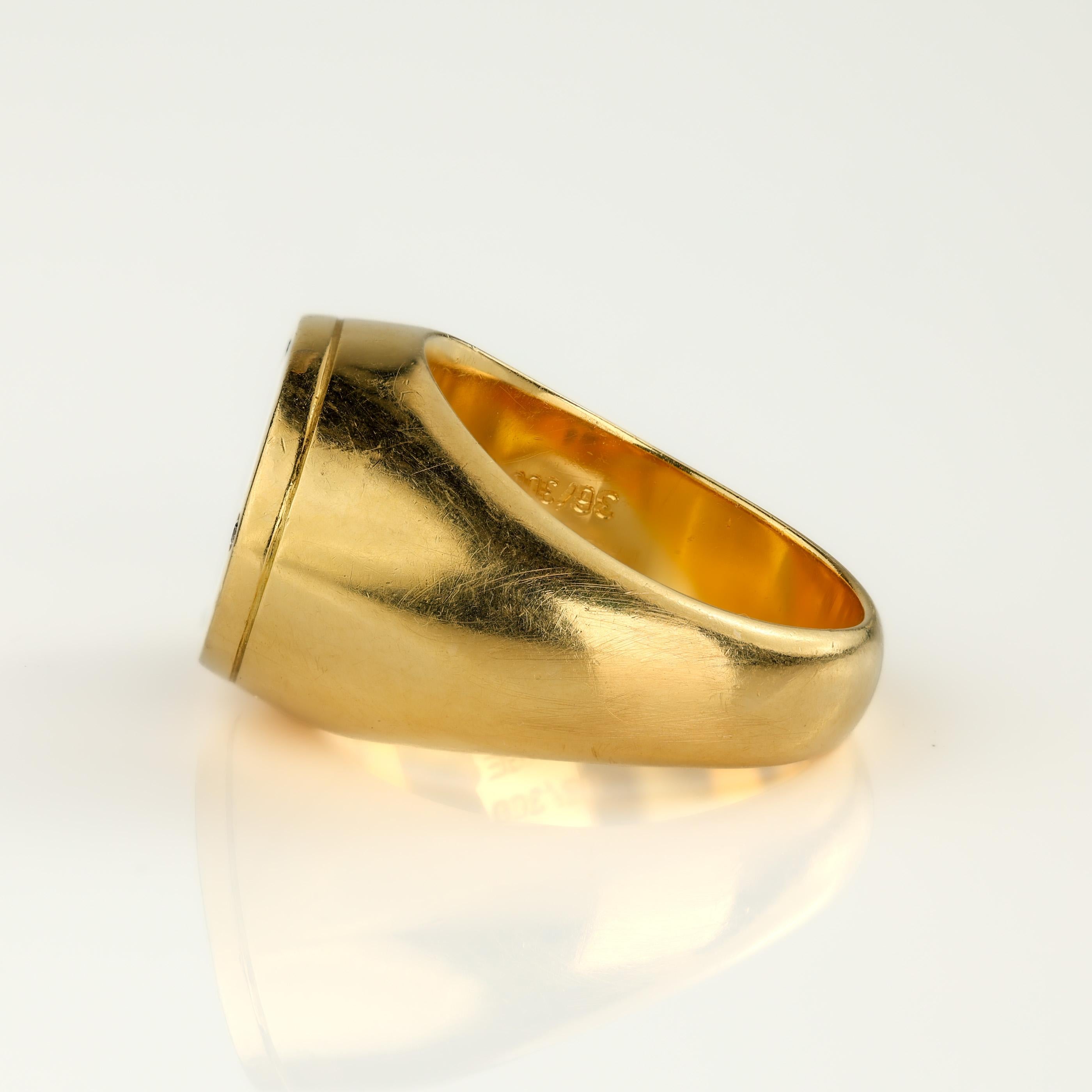 Modern Fabergé 18K Enamel & Diamond Signet Ring