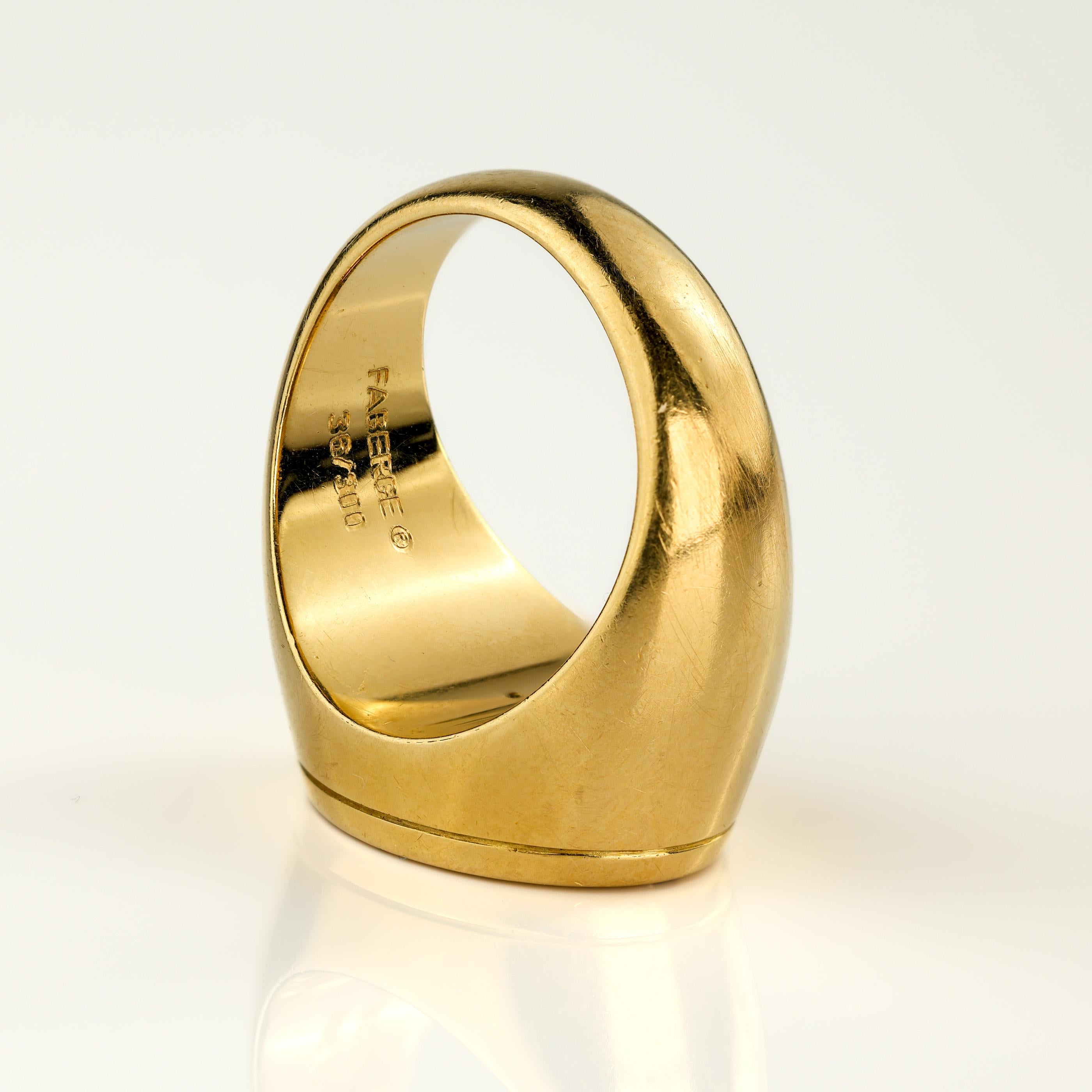 Modern Fabergé 18K Enamel & Diamond Signet Ring
