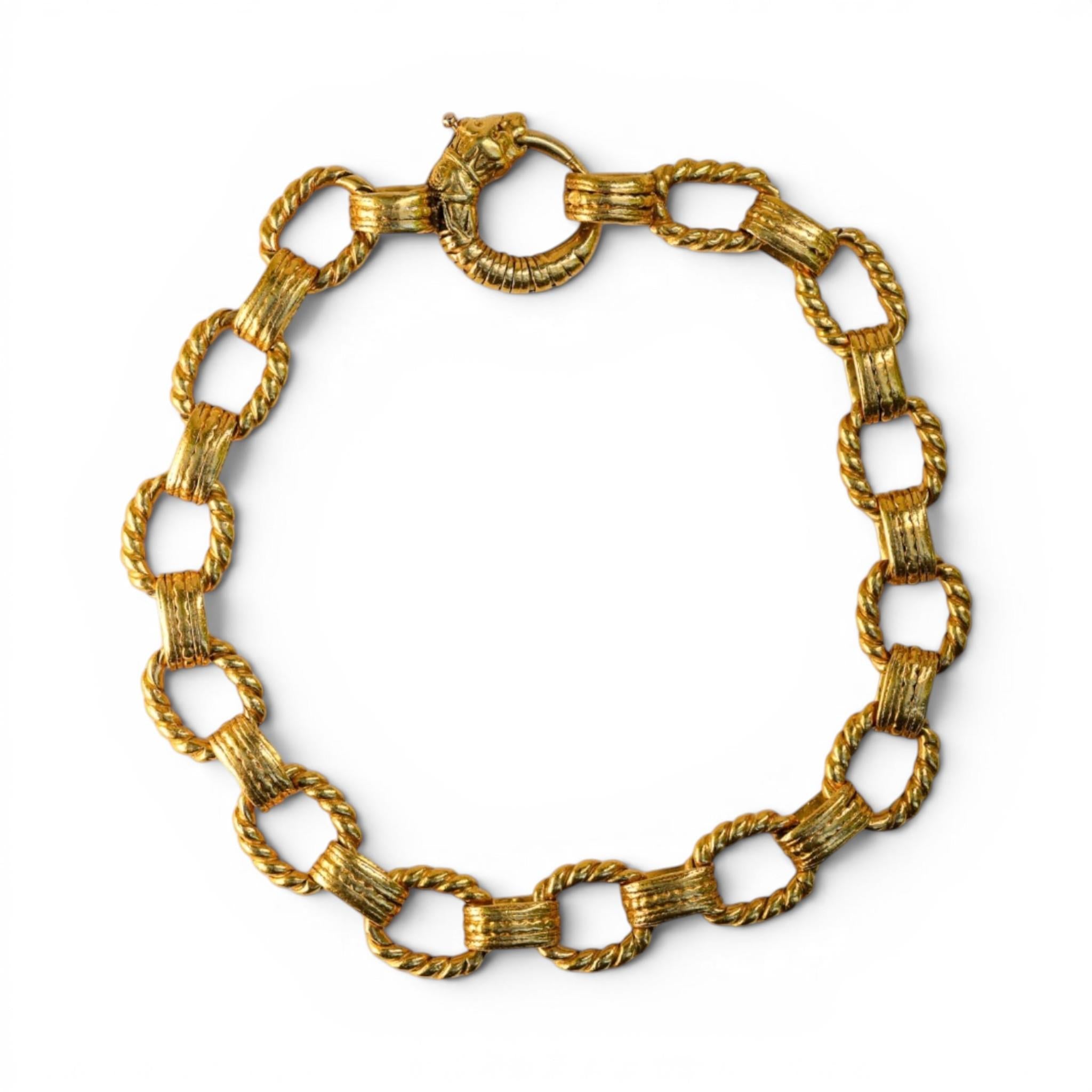 French 22K Victorian Archaeological Revival Link Bracelet