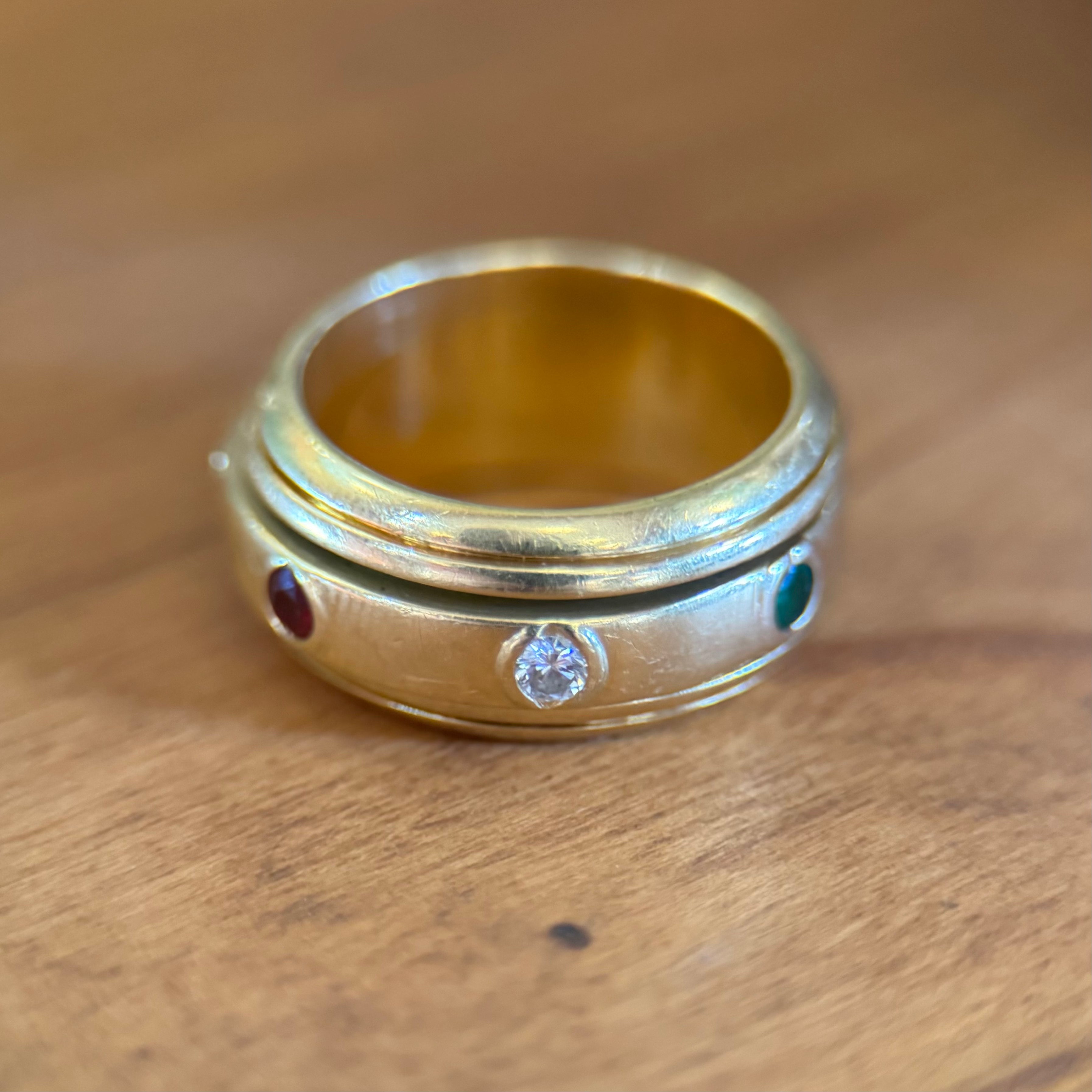 18K Multi Stone Spinner Ring