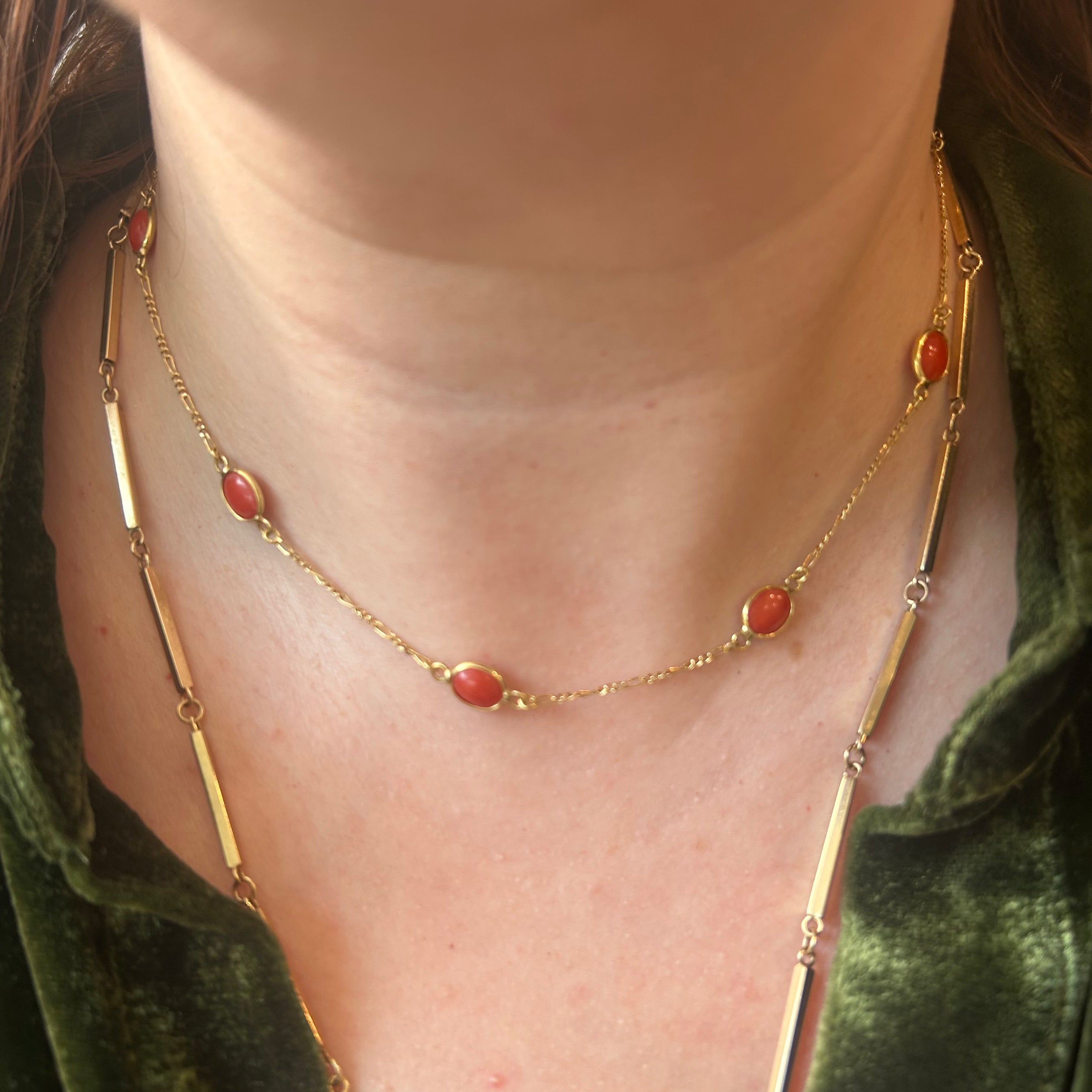 18K Coral Station Necklace