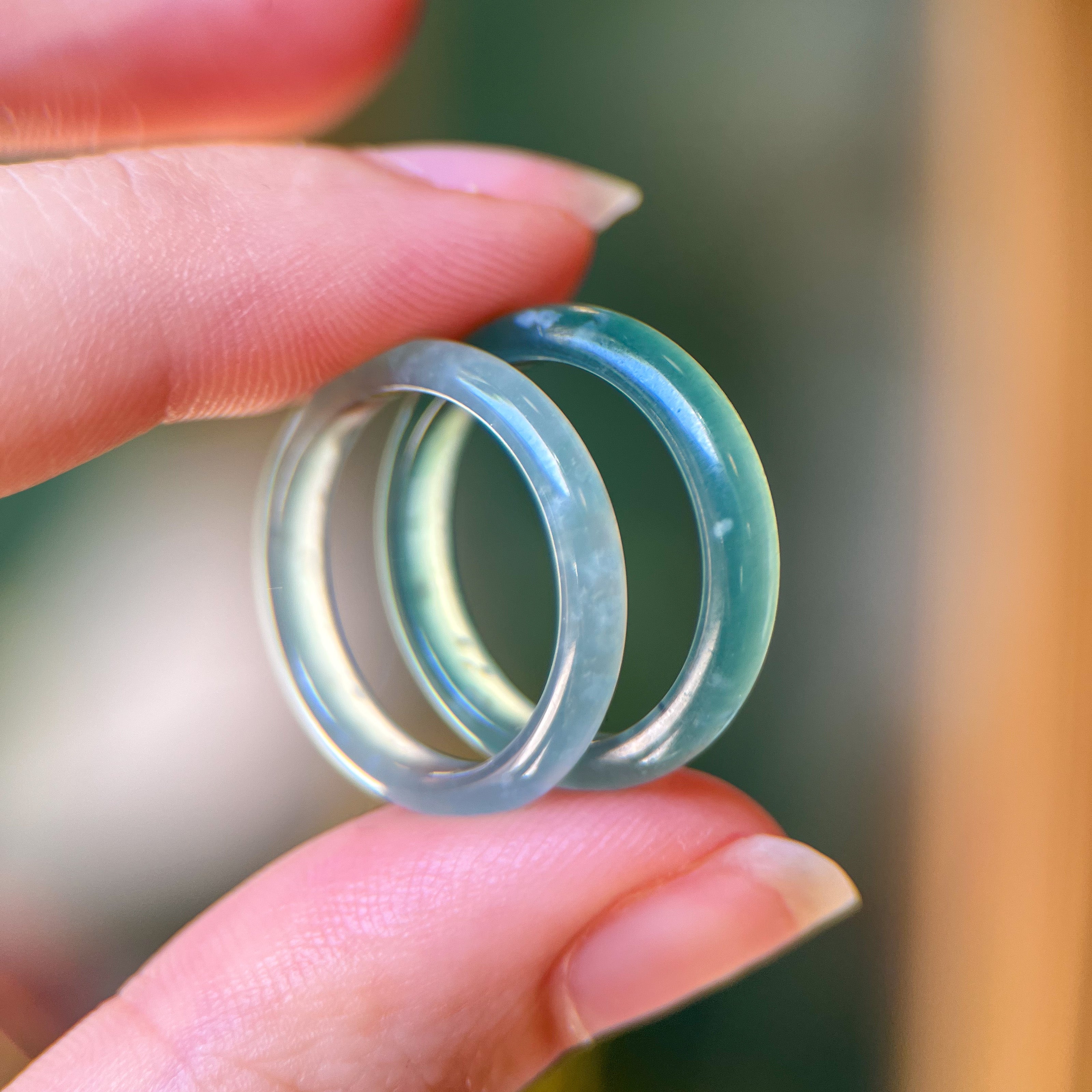 Thin Icy Light Blue-Green Natural Guatemalan Jade Band