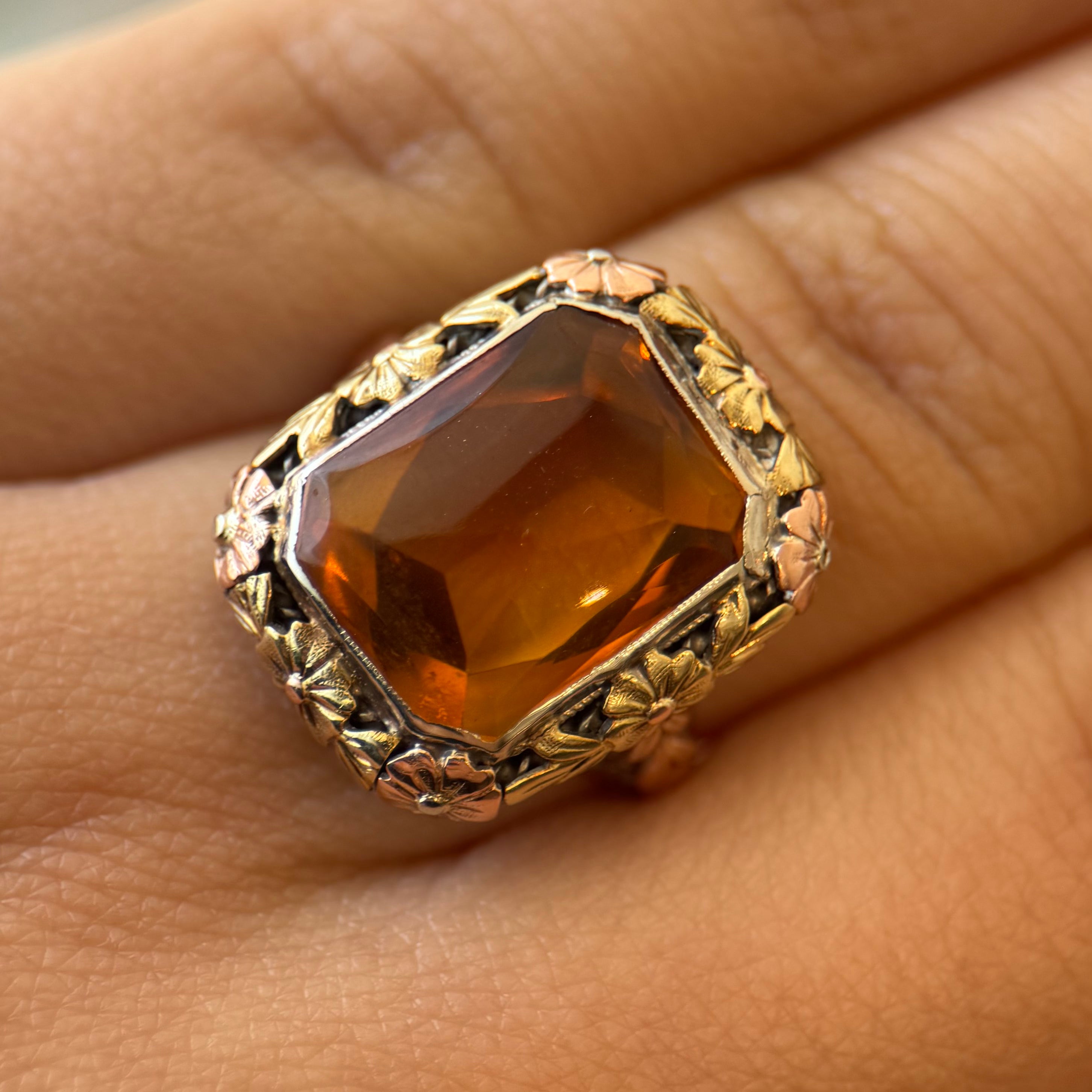 Late Deco Citrine Ring