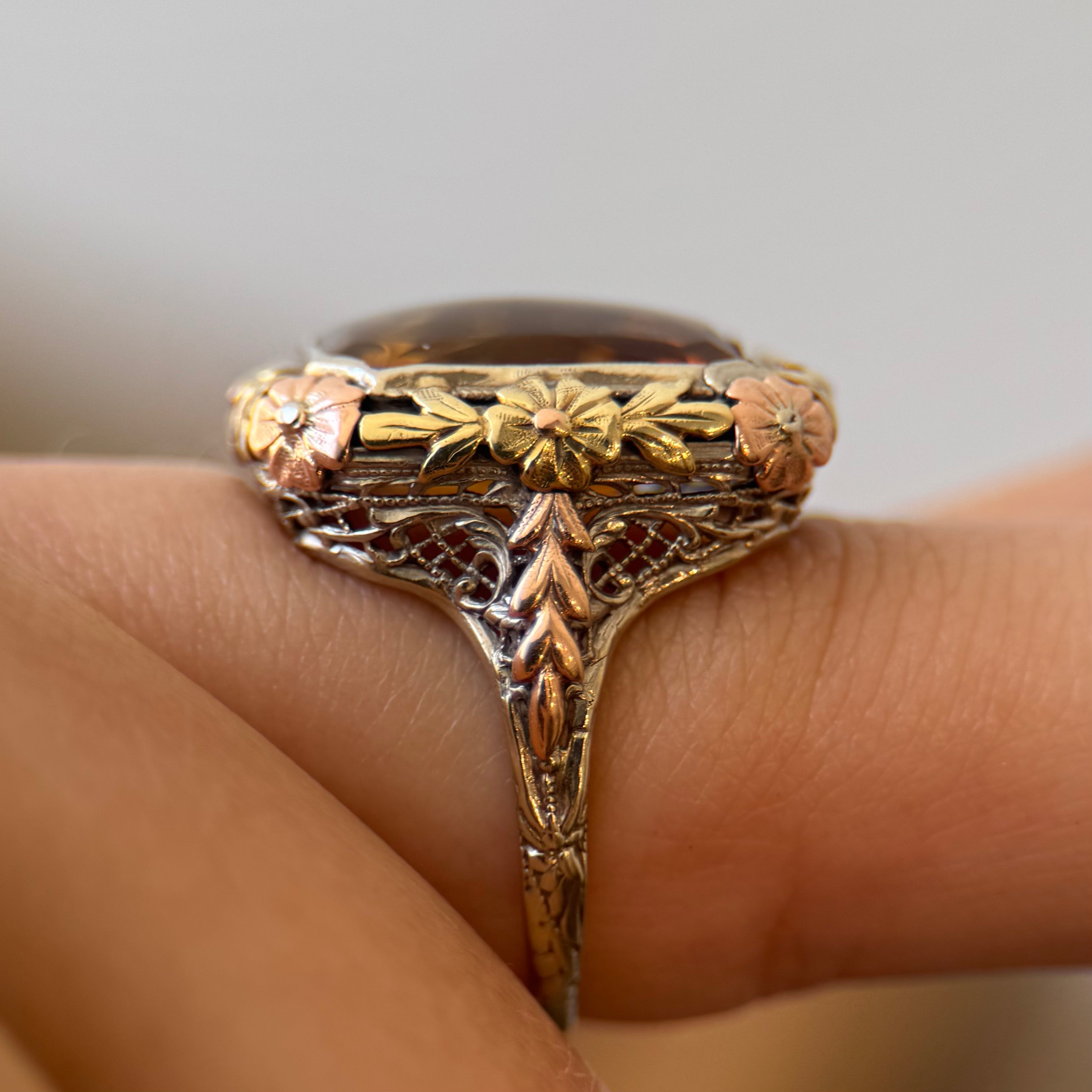 Late Deco Citrine Ring