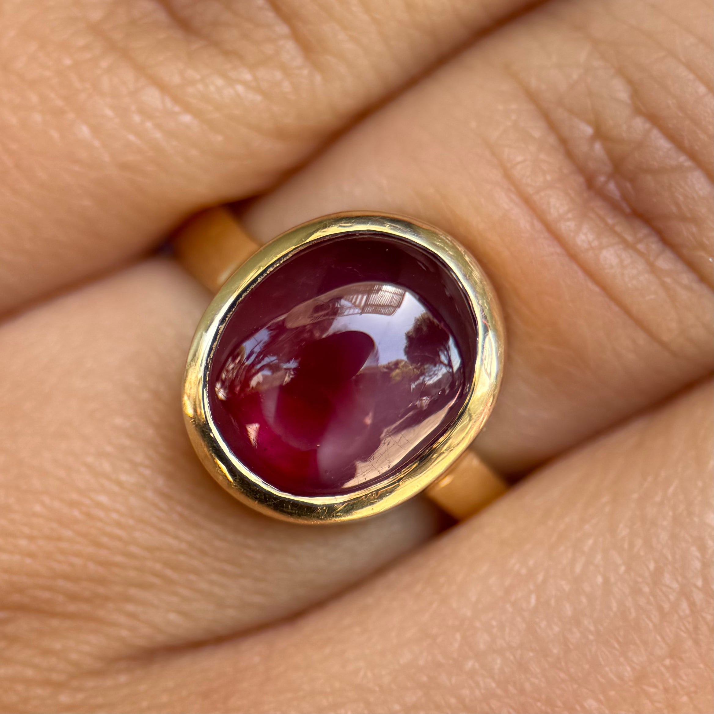 Bezel Set Ruby Cabochon Ring