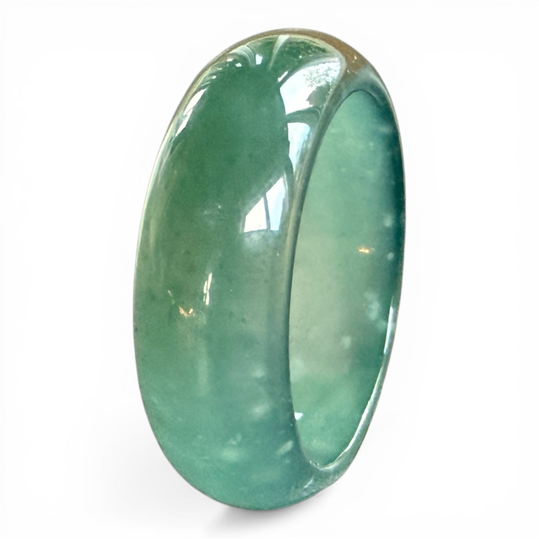 Dark Blue-Green Round Natural Guatemalan Jade Band
