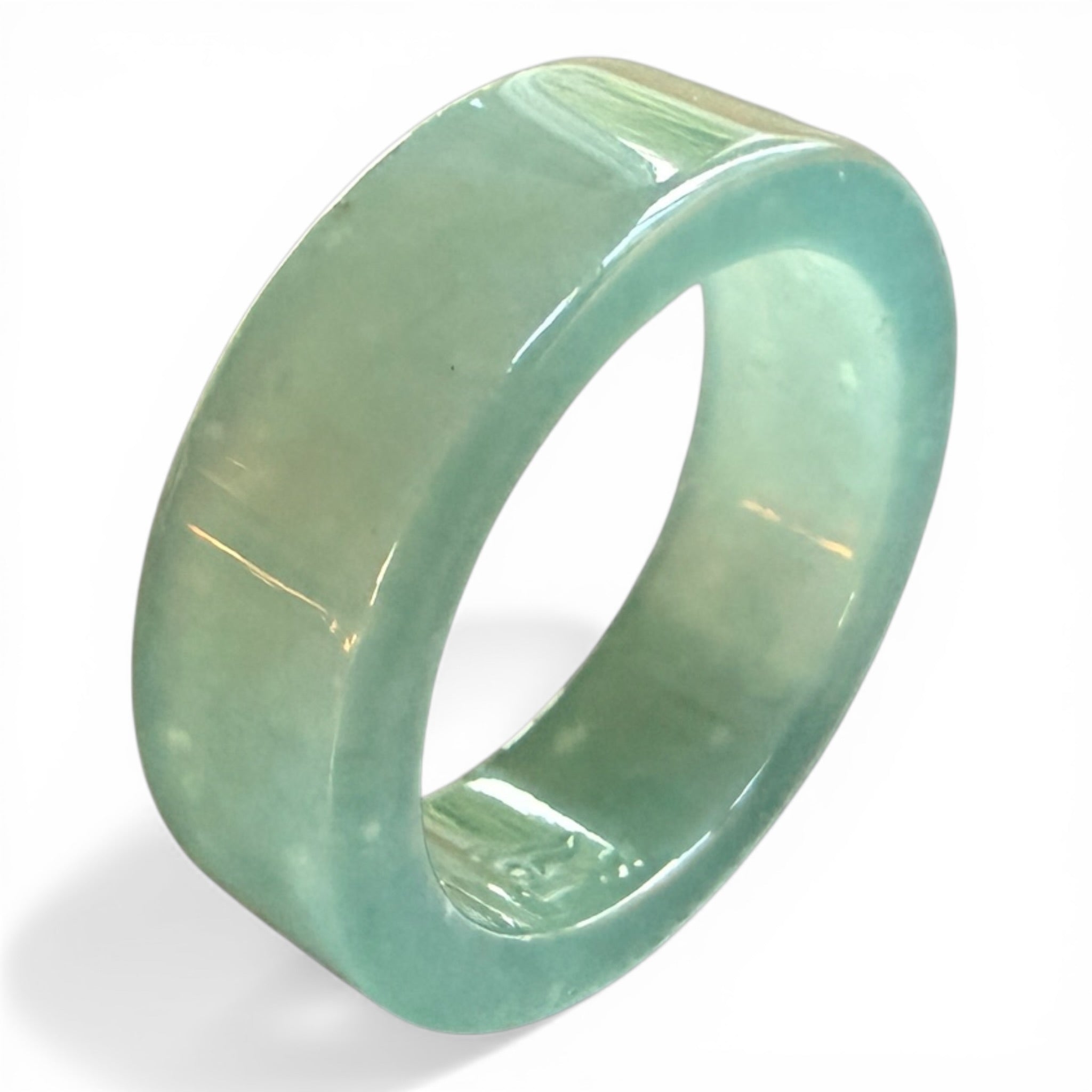 Wide Square Icy Blue-Green Natural Guatemalan Jade Band