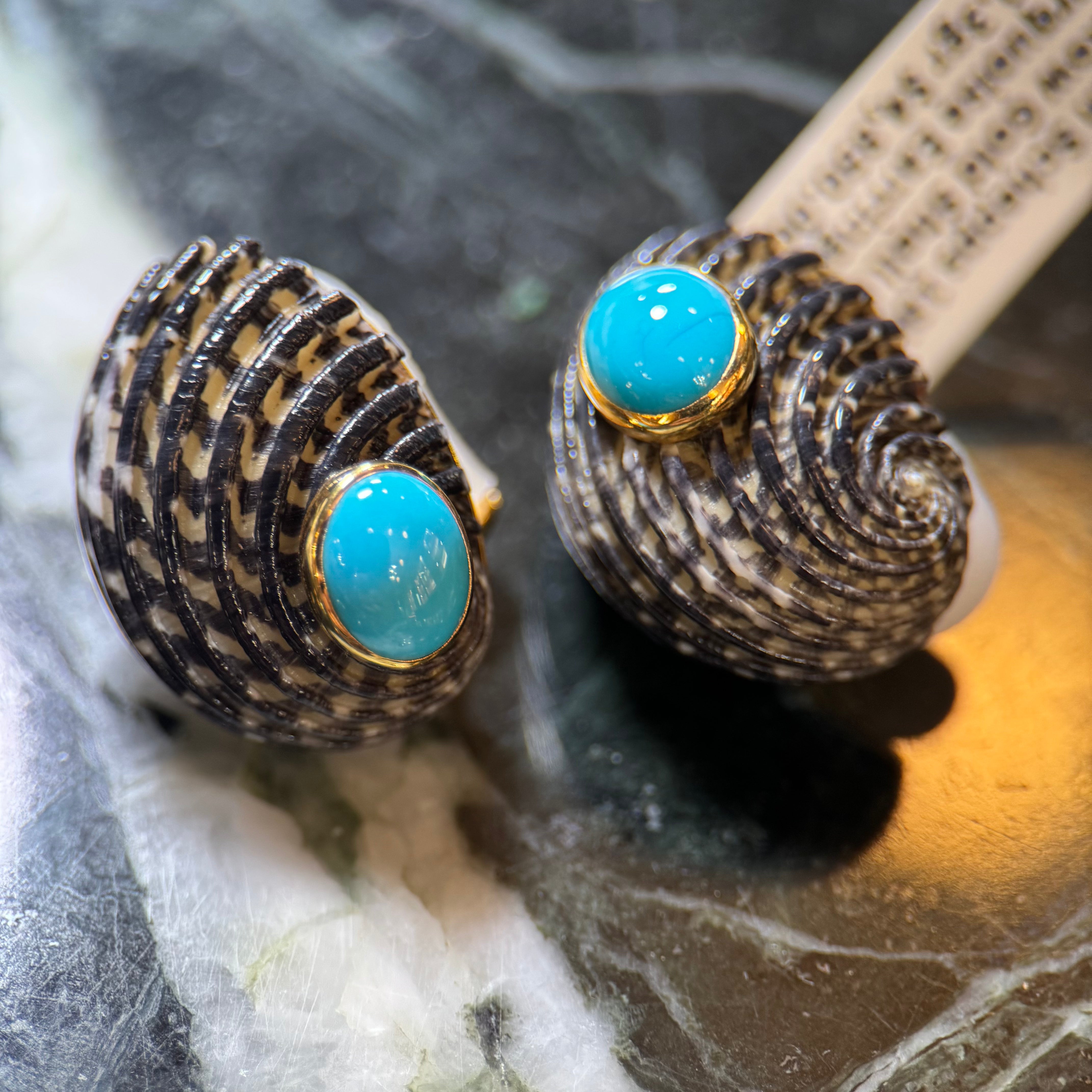 Vintage Seaman Schepps Shell & Turquoise Earrings