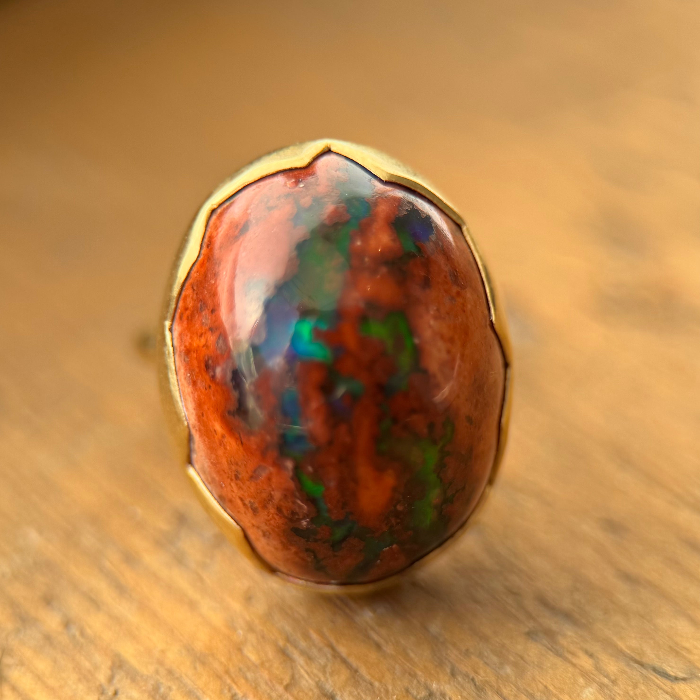 18k Modern Mexican Fire Opal Ring
