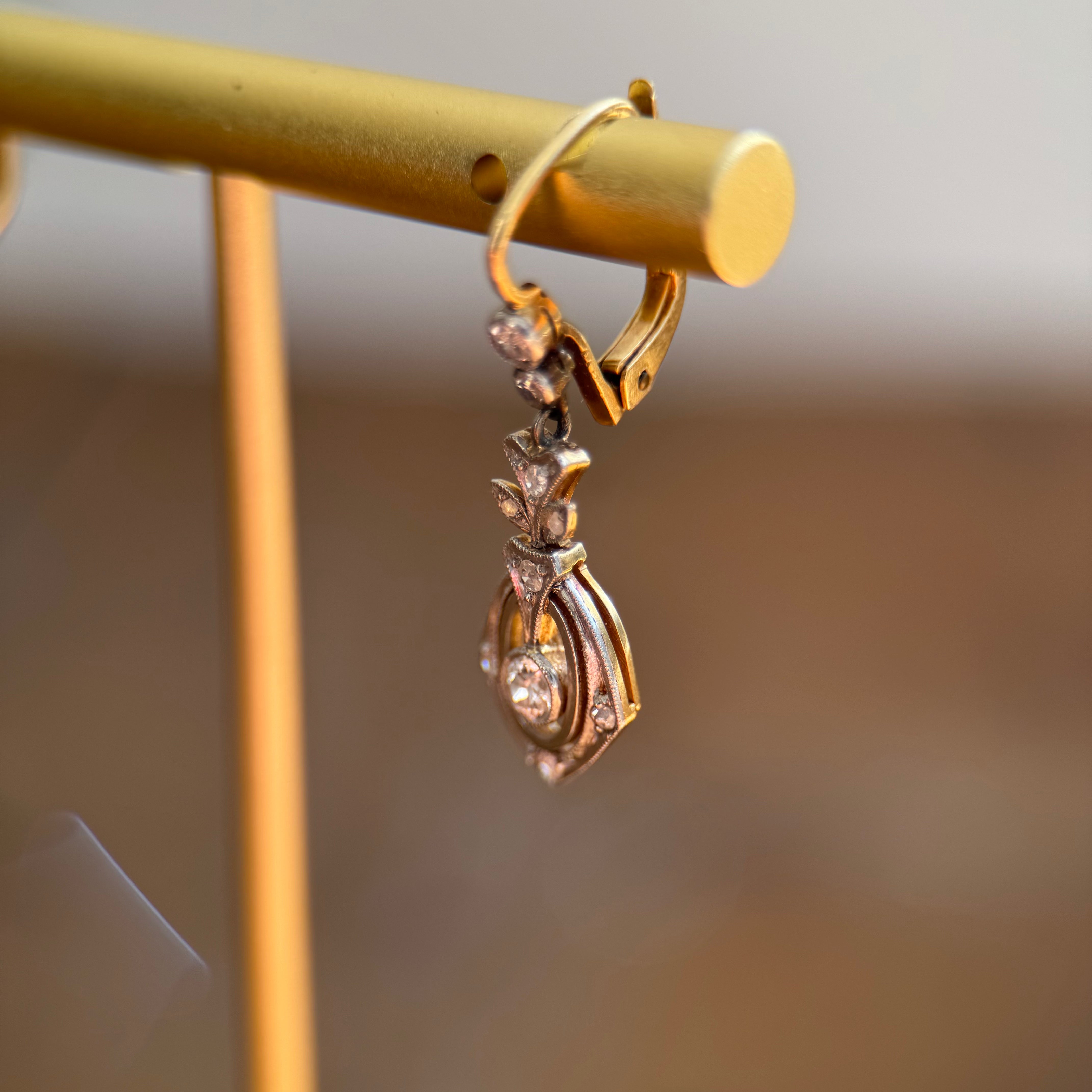 18k Edwardian Diamond Drop Earrings